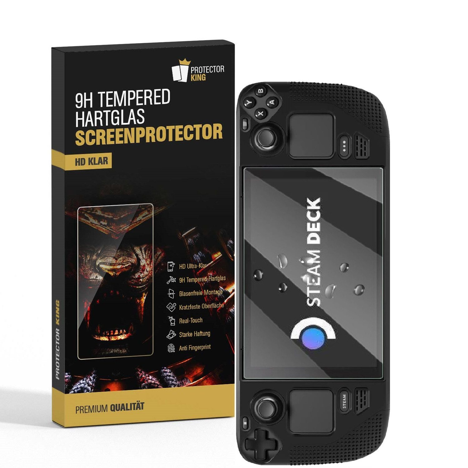 Protectorking Schutzfolie 1x 9H Panzerglas für Valve Steam Deck Oled 3D KLAR Displayschutz Panze, (1-Stück), klar