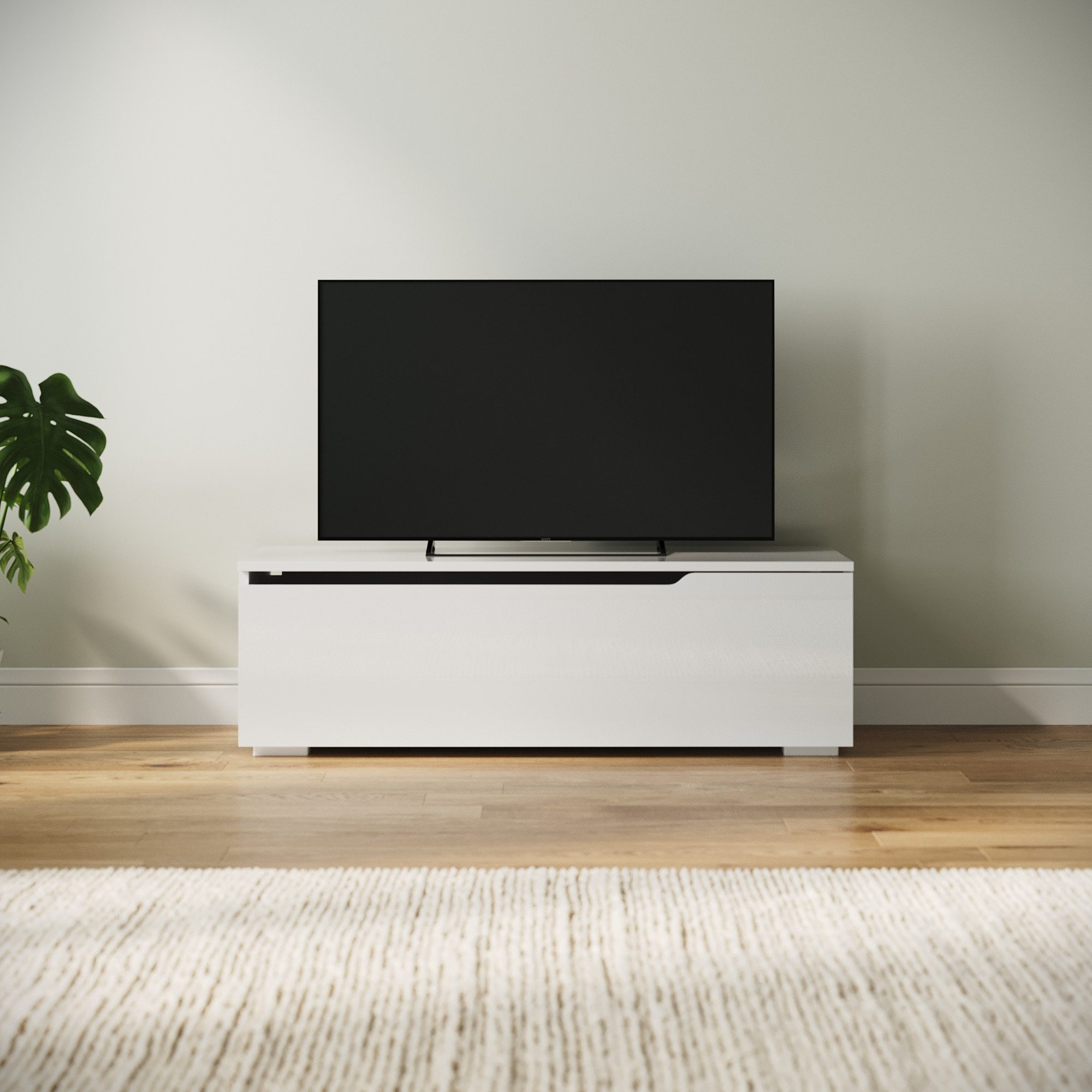 SONNI TV-Schrank Lowboard TV Schrank weiß/schwarz Hochglanz 100-200cm
