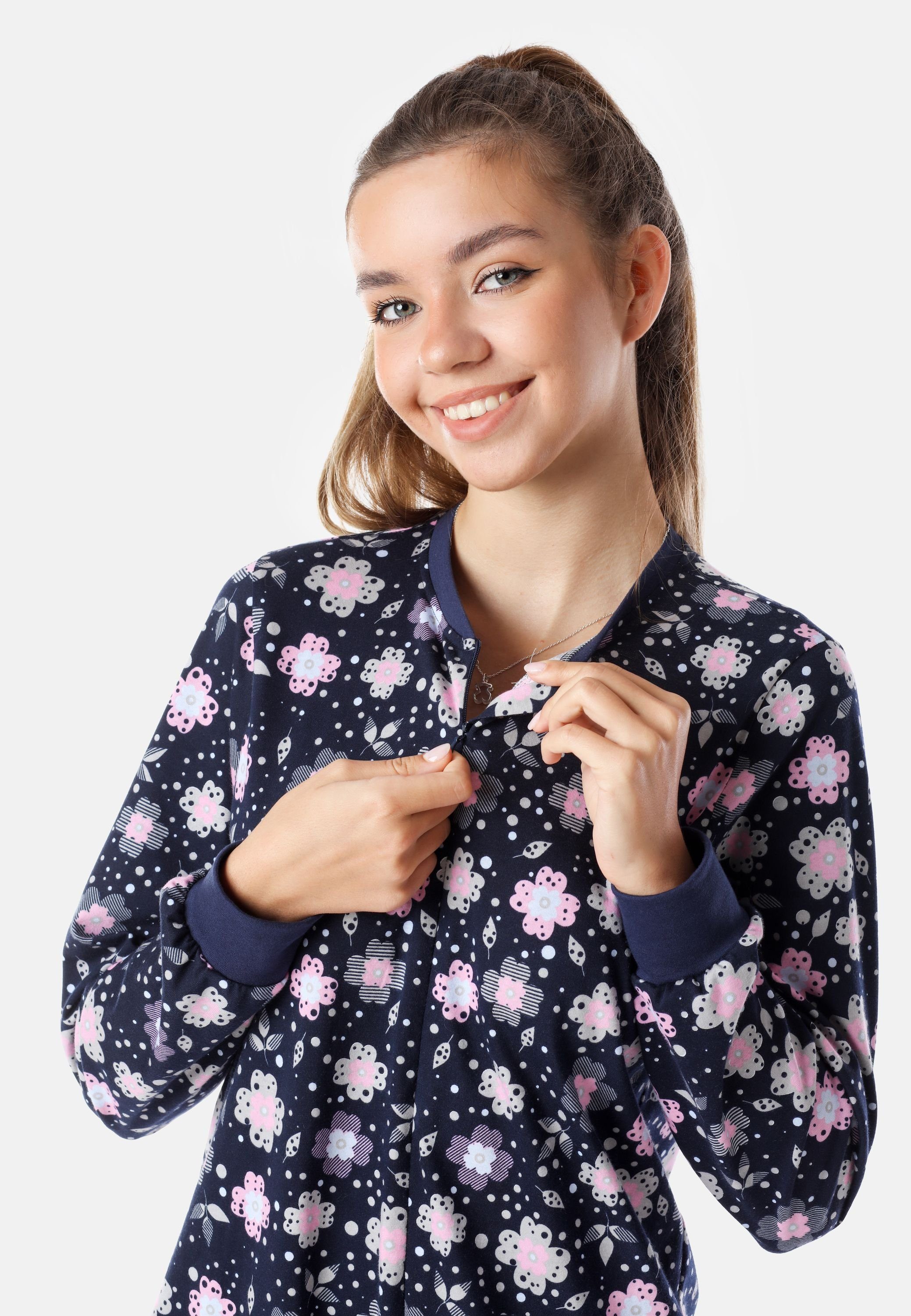 Mädchen Schlafanzug Schlafanzug MS10-235 Style Schlafoverall Jugend Merry Marine/Blumen
