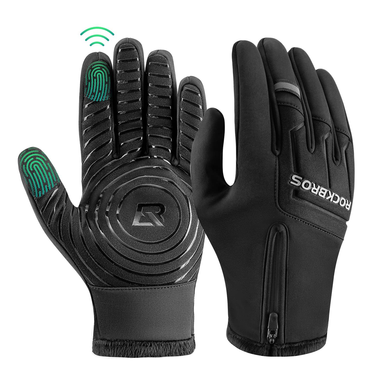 ROCKBROS Fahrradhandschuhe Touchscreen Winterhandschuhe Winddichte rutschfeste Laufhandschuhe Rutschfestes Design