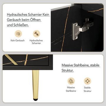 REDOM Sideboard (Eleganter 148x40x70 cm, Großer 200x35x60 cm), modernem Schwarz-Gold-Design