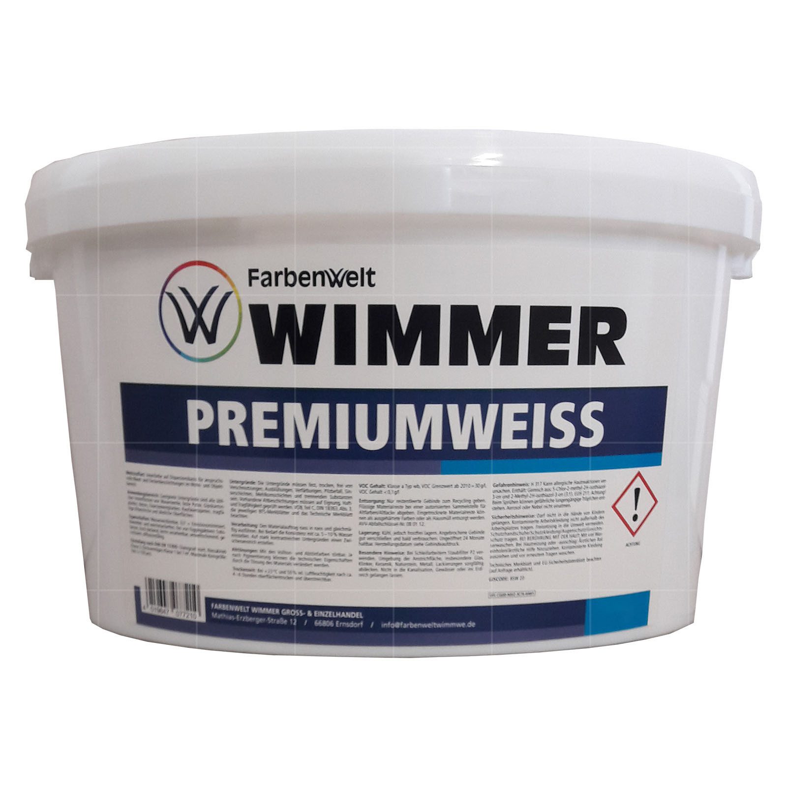Farbenwelt Wimmer Wandfarbe Premiumweiss - 12.5 Ltr (Weiss)