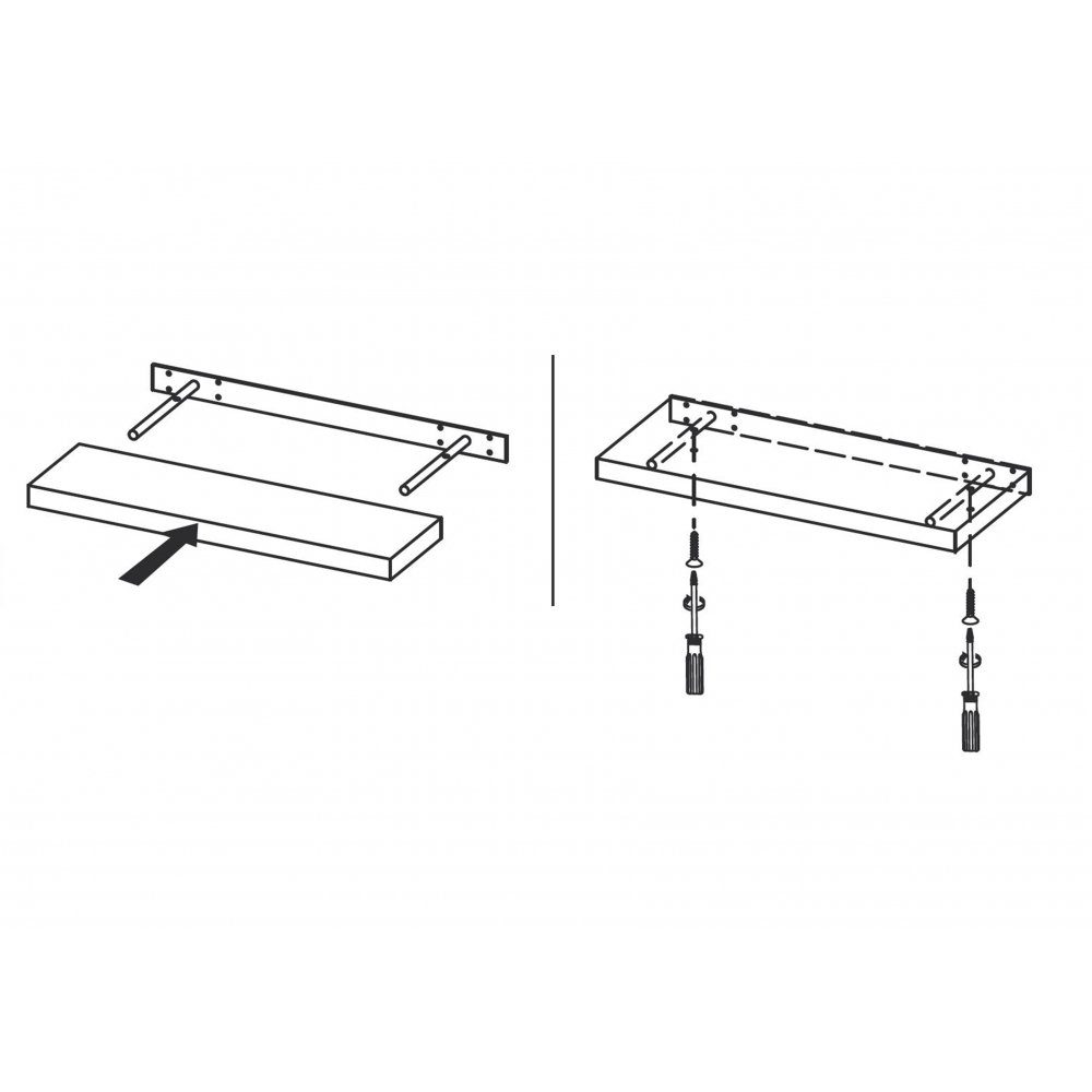 80x3,7x23,5 Wandregal Hängeregal Wandregal SHELVY cm ca. Wandboard Hochglanz cm 2er 80 Finori Grau Steckboard