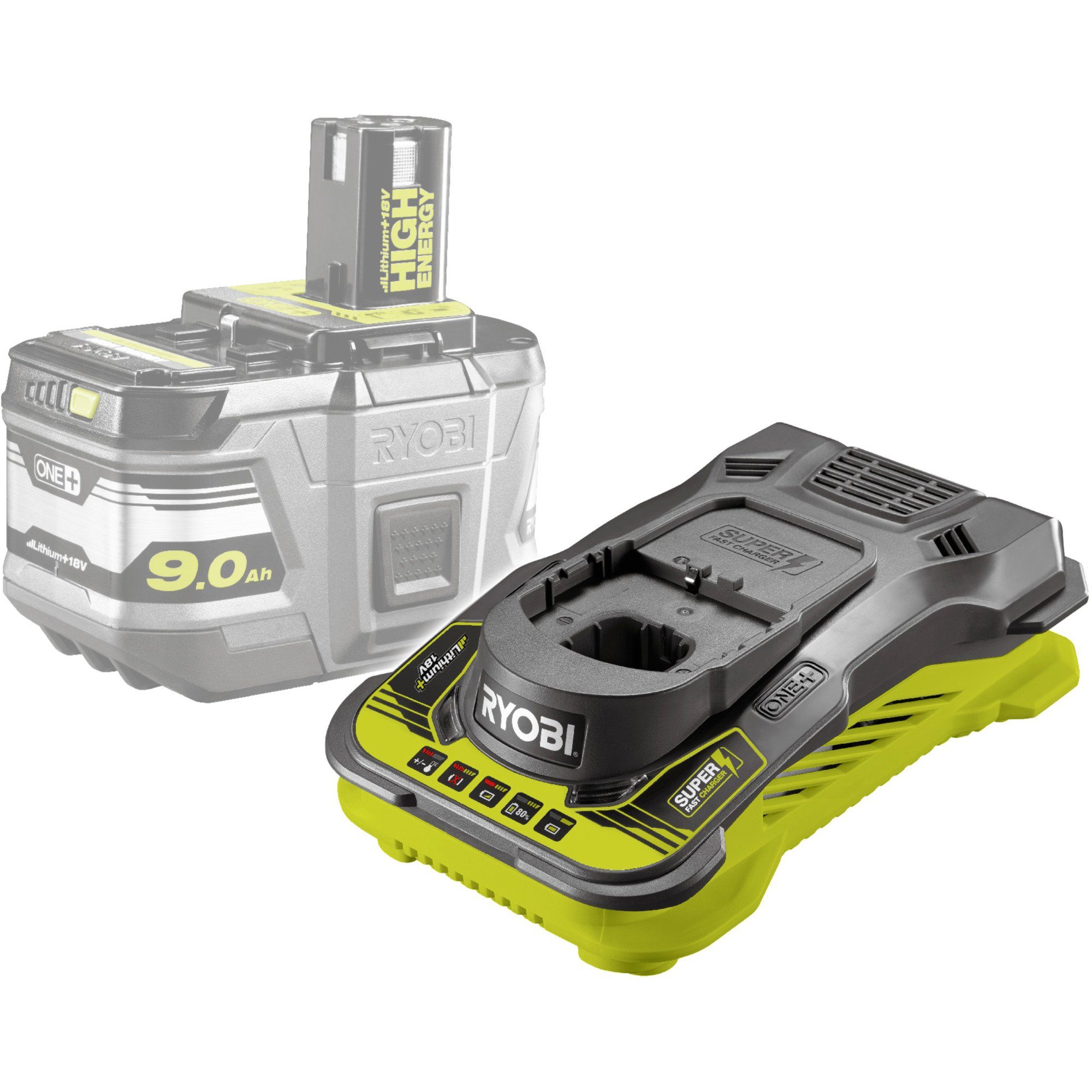 Ryobi Ryobi 18 V ONE+ Akku-Schnellladegerät RC18150, Werkzeug-Akku-Ladetechnik (Ladestrom 5Ah)