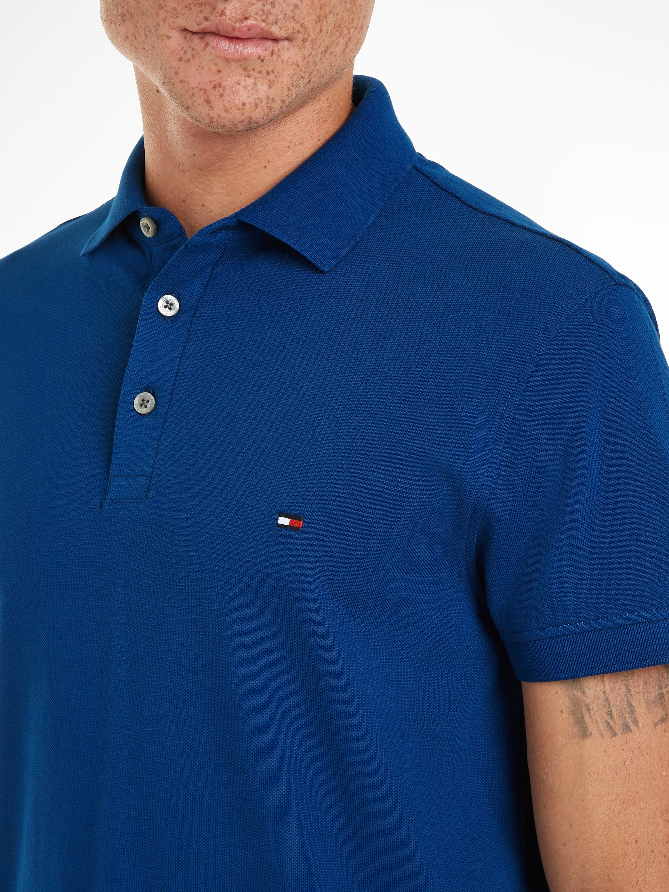 Logostickerei Blue SLIM Hilfiger Anchor POLO 1985 Tommy Poloshirt mit