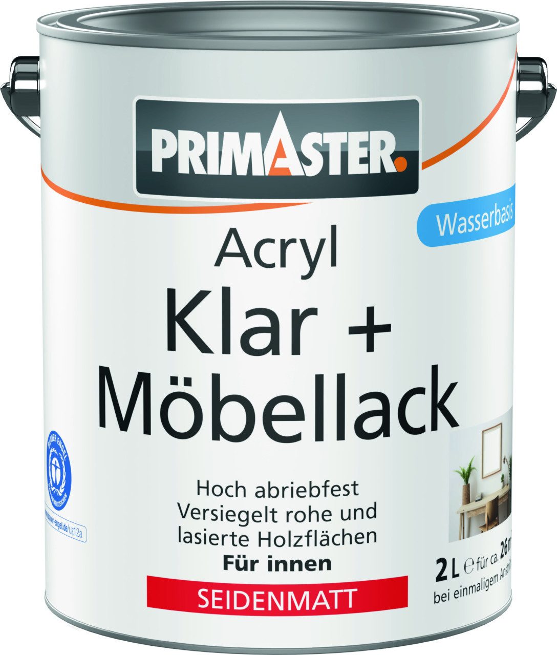 Primaster Acryl-Buntlack Primaster Acryl Klar + Möbellack 2 L farblos