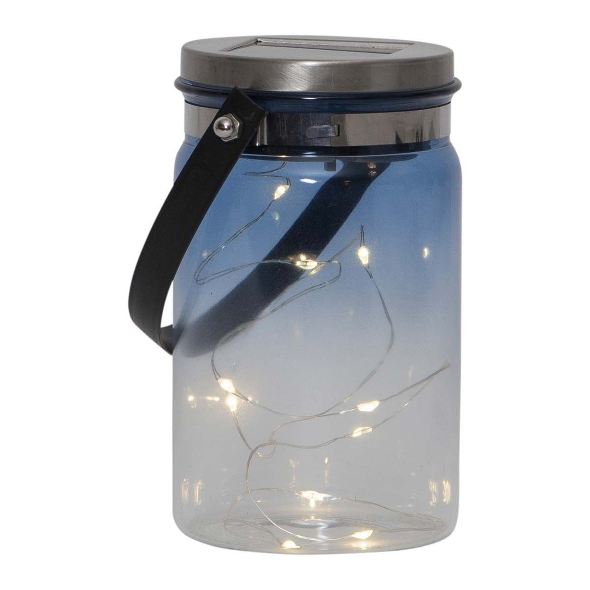 STAR TRADING LED Solarleuchte Solar-Deko-Glas TINT blau, 10 LED warm am Draht, warmweiß