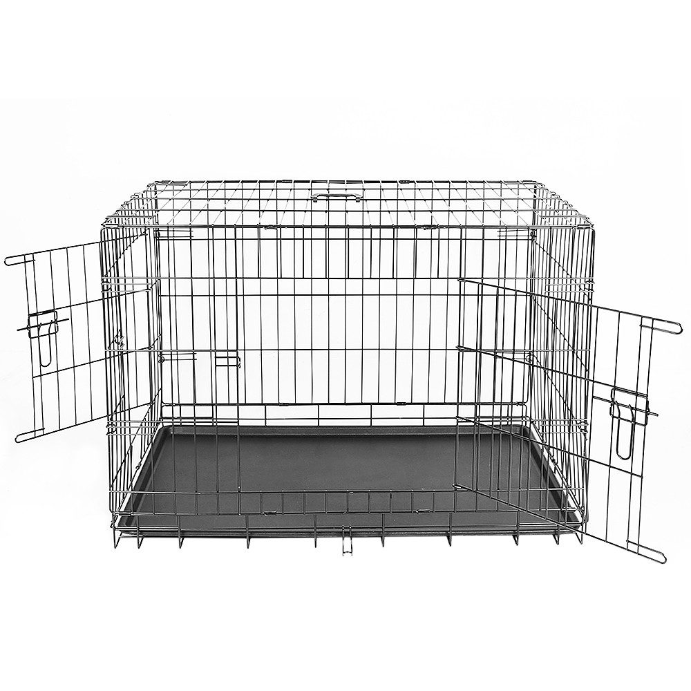 JEOBEST Tiertransportbox Hundekäfig, Hundebox Metall, 106 x 76 x 71 cm, XL bis 50 kg, Zusammenklappbar, transportabel, 2 Türen, mit Bodenschale