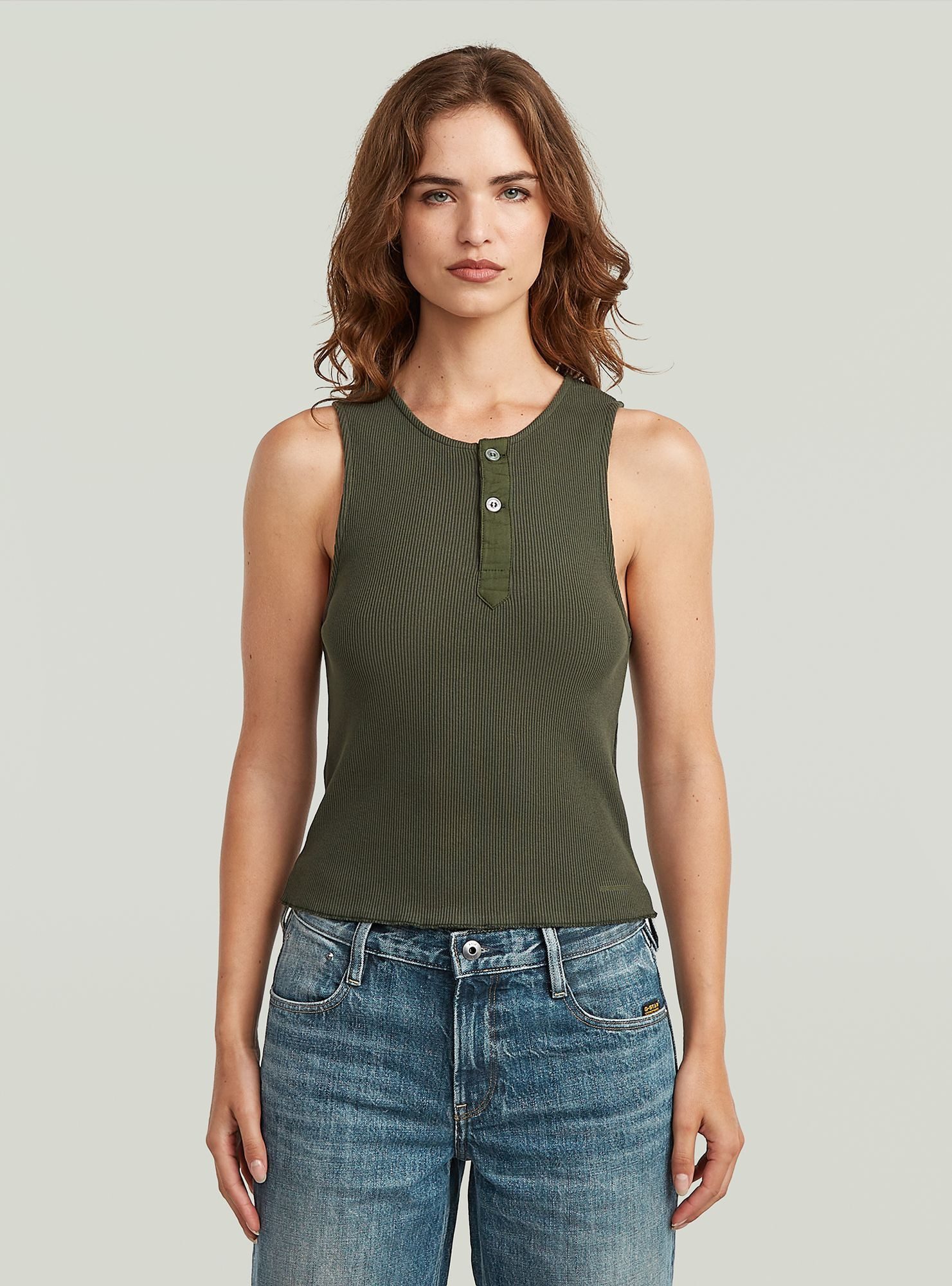 G-STAR T-Shirt Slim Henley Tank T-Shirt