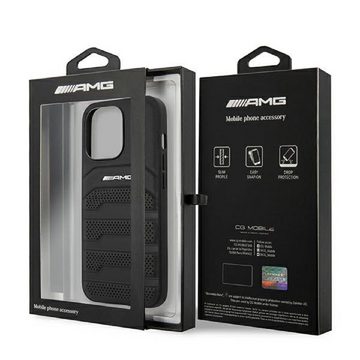 Mercedes Handyhülle Case AMG Echtleder Logo schwarz iPhone 14 Pro 6,1 Zoll, Kantenschutz