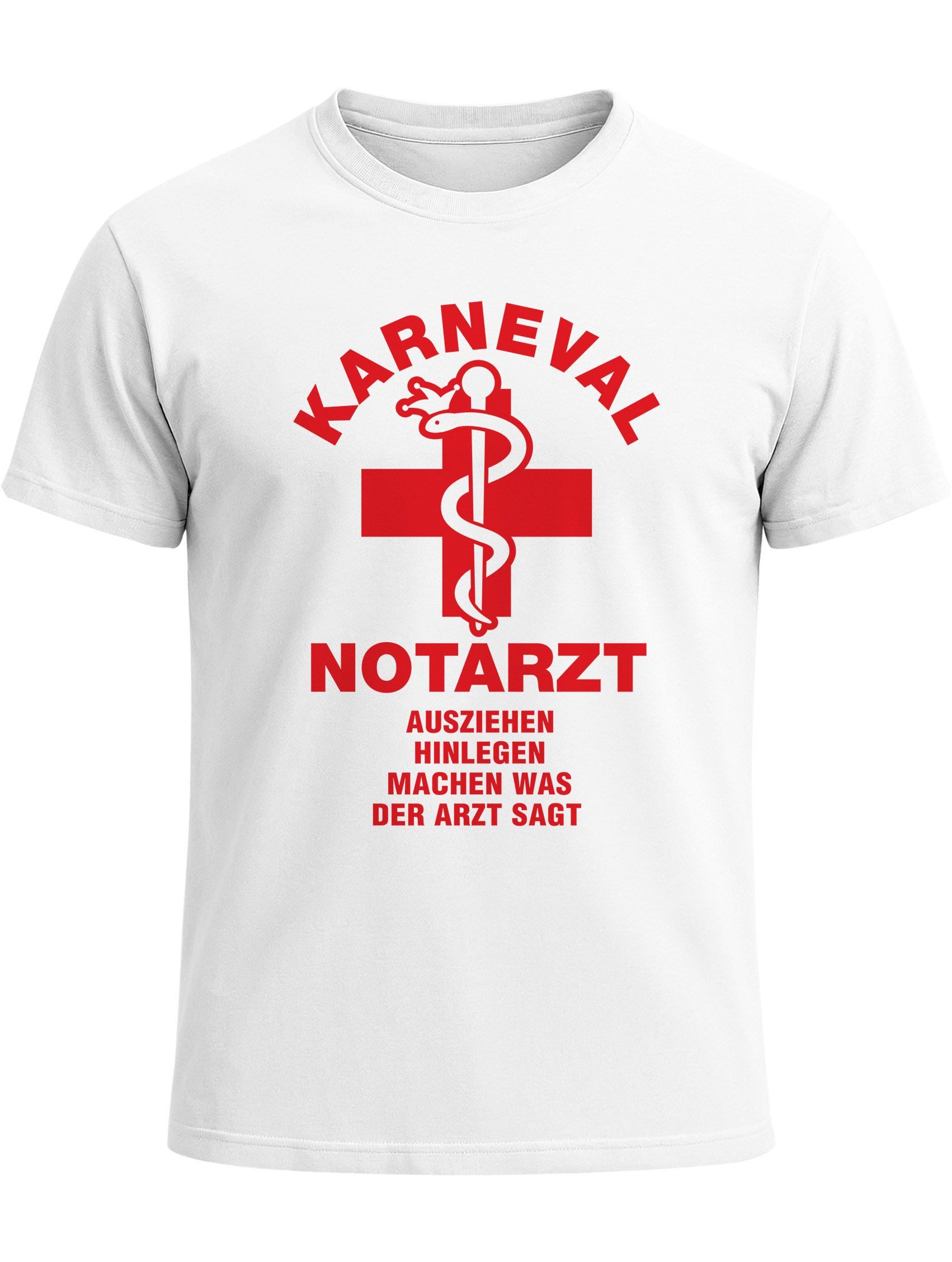 MoonWorks Print-Shirt Herren T-Shirt Fasching Karneval Notarzt Kostüm-Ersatz Last Minute mit Print