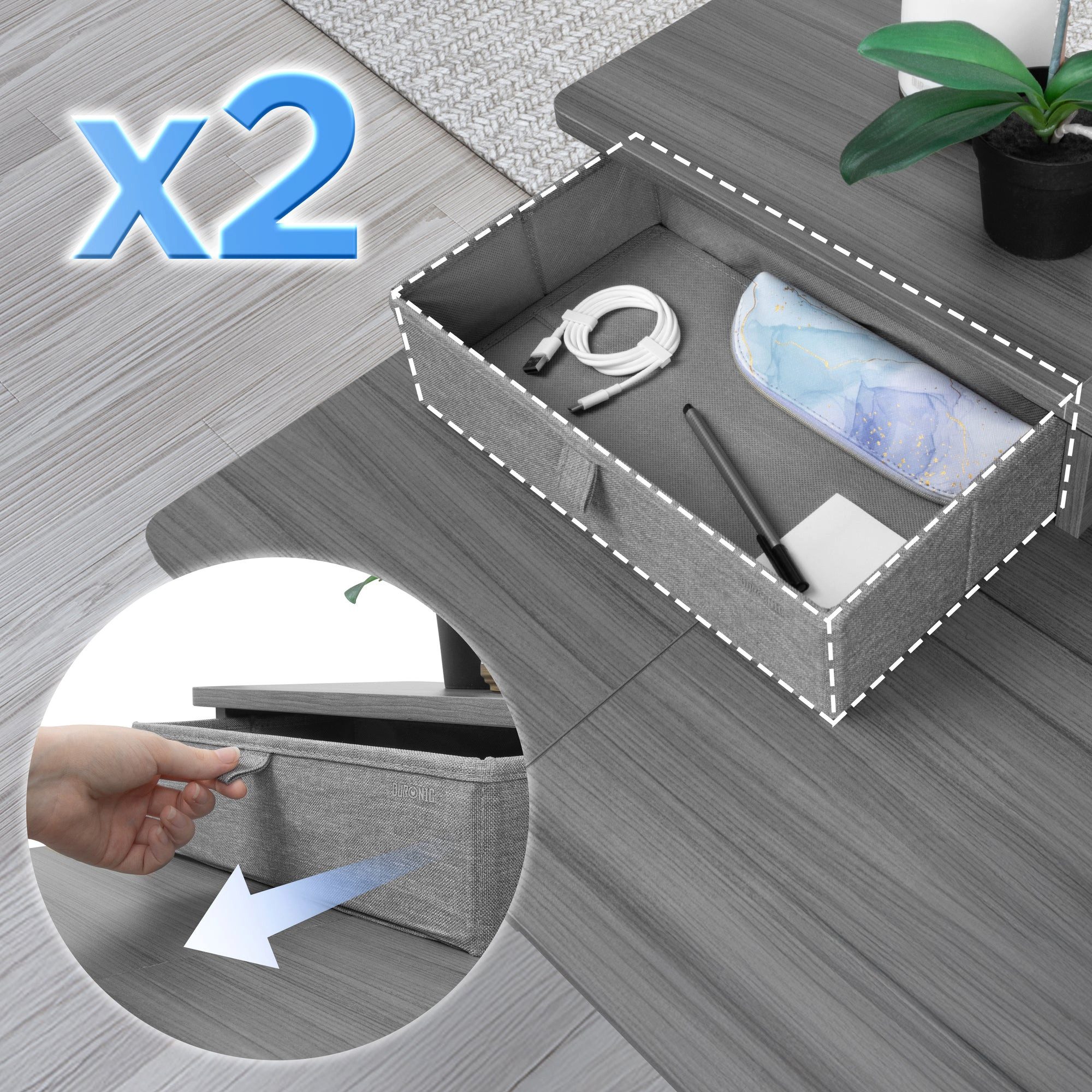 Duronic Schreibtischaufsatz DD3 GY Monitorständer, Schreibtischaufsatz mit XXL Schubladen