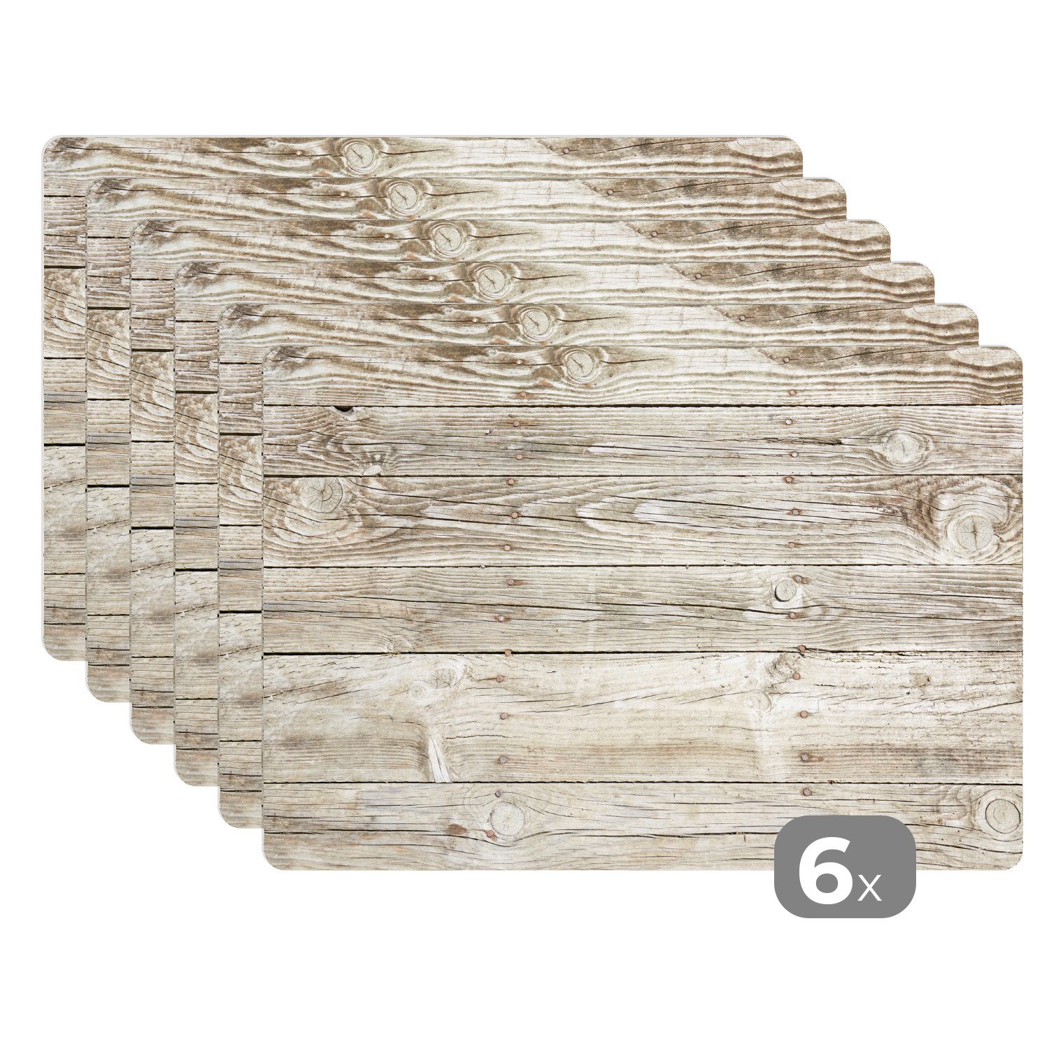 MuchoWow Platzset Eine helle Holzwand als Hintergrund, (6-St), Platzsets, T günstig online kaufen