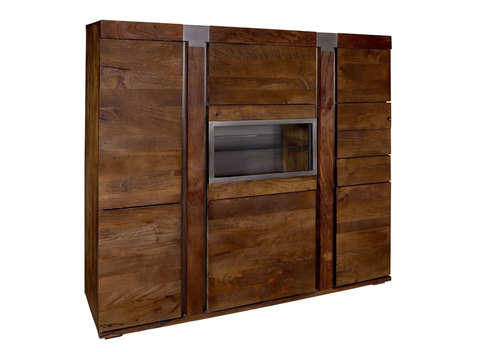 Massivmoebel24 Highboard (Massivholz), Highboard Mango 160x45x142 braun lackiert Amsterdam #07