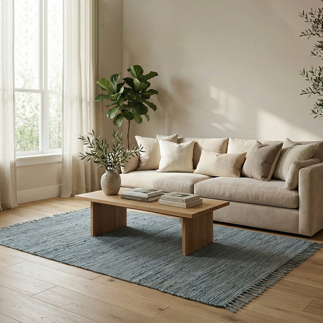 Elegant Floors Teppich Chindi Blau 60x90 cm Baumwolle handgewebt Flachgewebe wendbar Boho, Rechteckig, Höhe: 9 mm