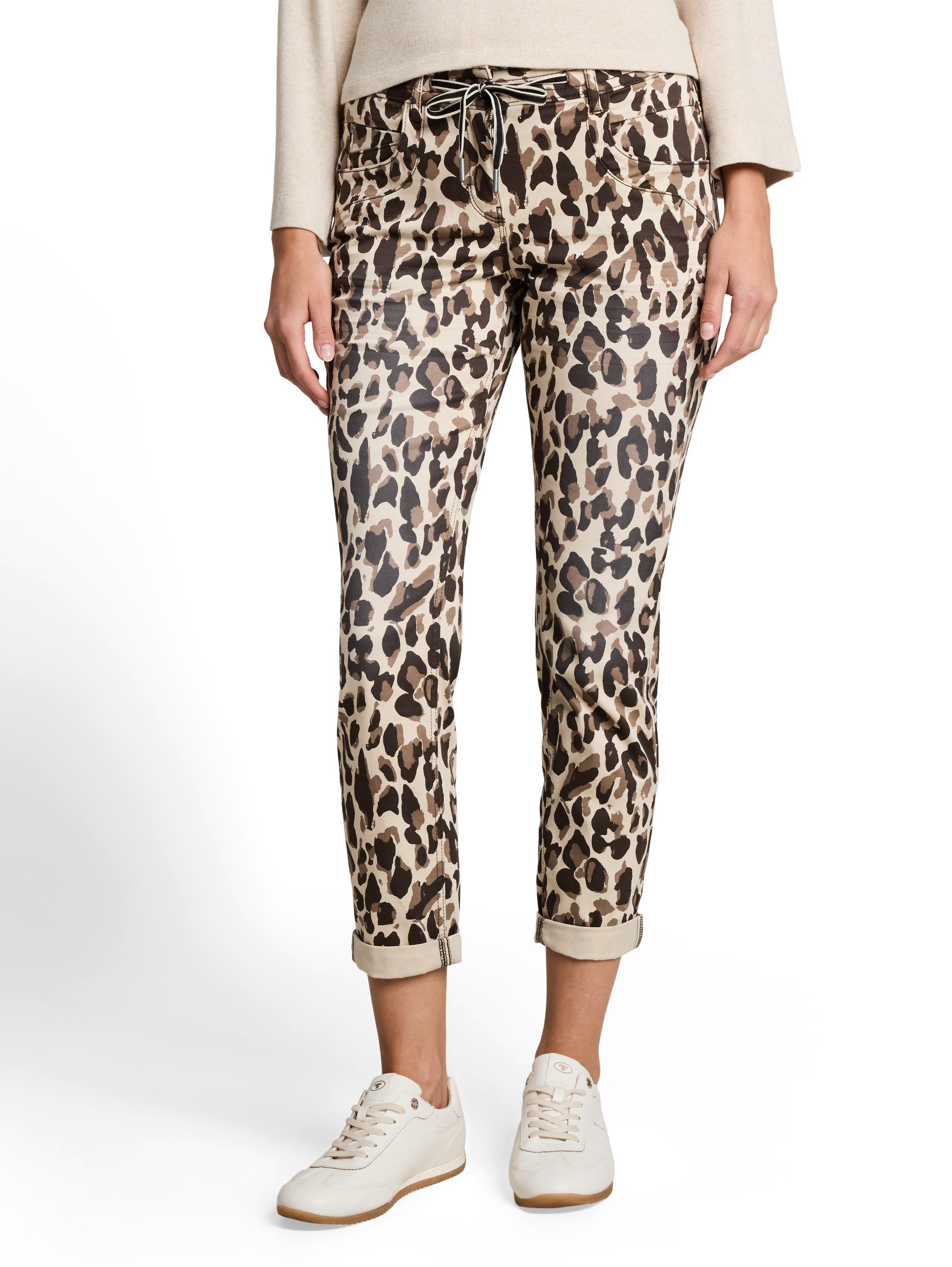 TOM TAILOR 7/8-Hose TOM TAILOR Tapered mit Bindeband am Bündchen