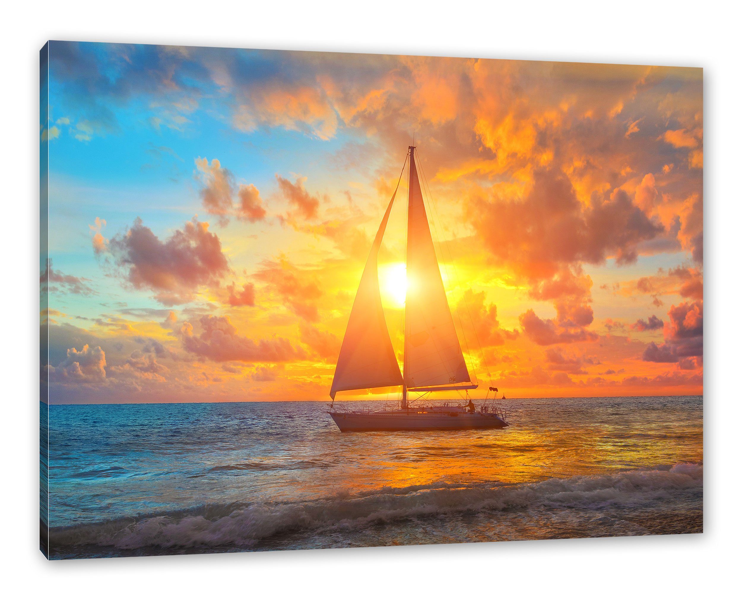 Pixxprint Leinwandbild Segelboot nahgelegen der Küste, günstig online kaufen