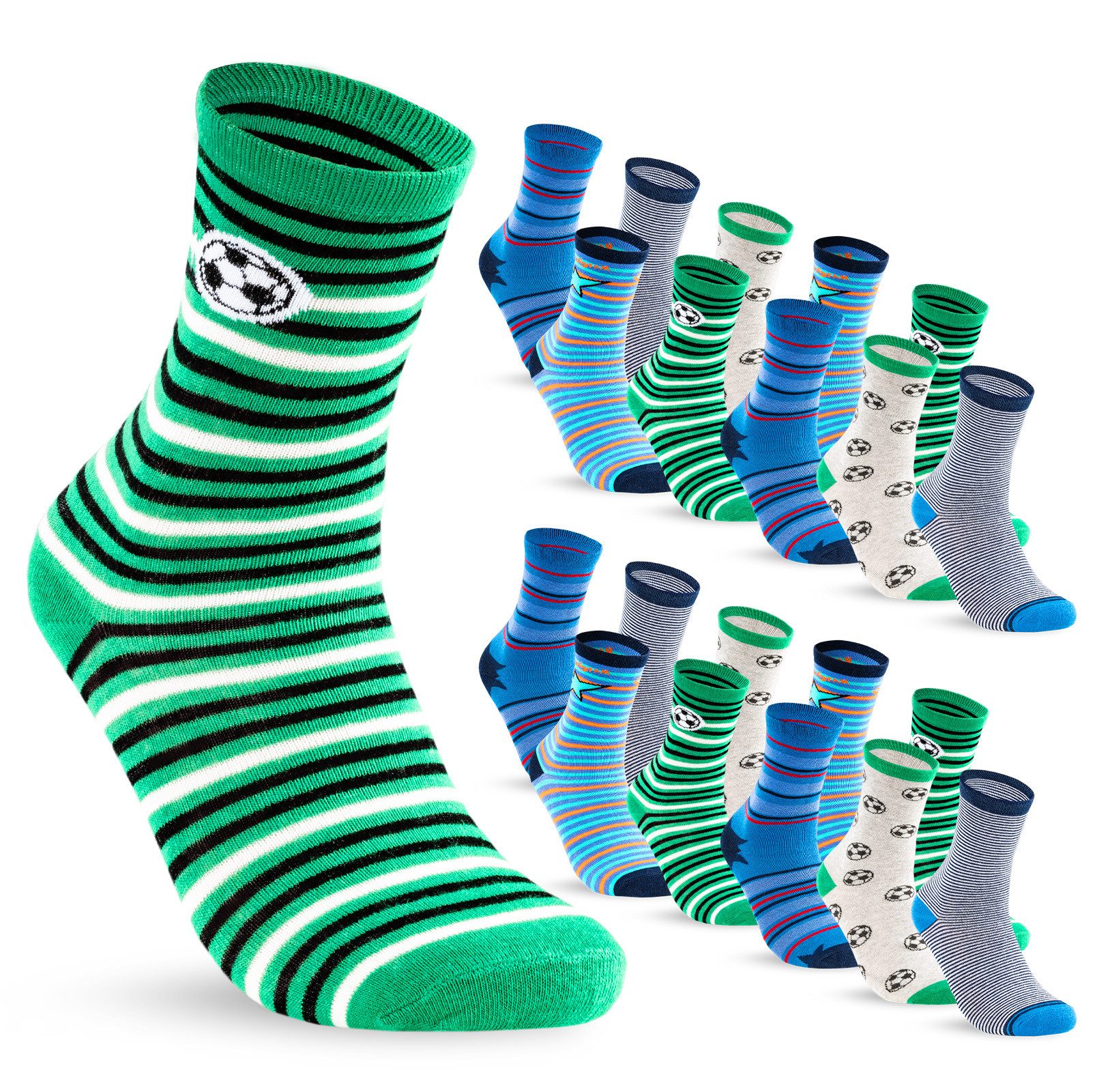 sockenkauf24 Socken 10 Paar Kinder Socken Jungen & Mädchen Baumwolle Kindersocken (23-26) - 54375