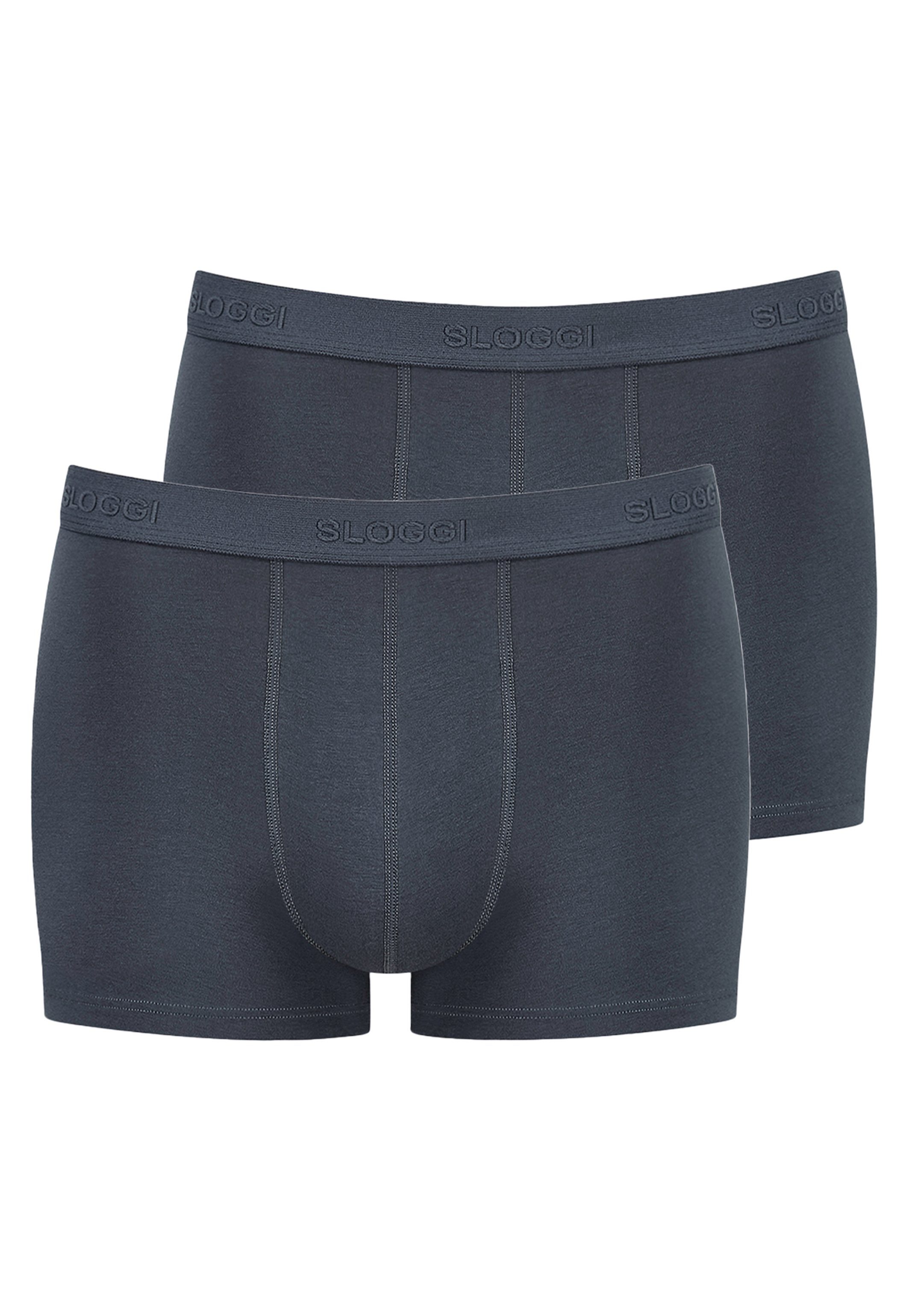 Pack Grey Eingriff - Long / Ohne Boxer Sloggi Stormy 2er (1-St) Short Baumwolle Retro - Pant 24/7 -