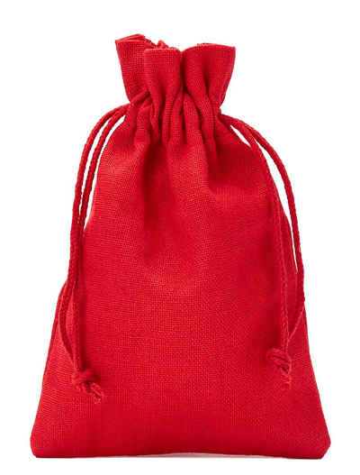 Organzabeutel24 Aufbewahrungstasche 3 Baumwollsäckchen, Stoffbeutel, Geschenkbeutel - rot -, 100% Baumwolle für Adventskalender