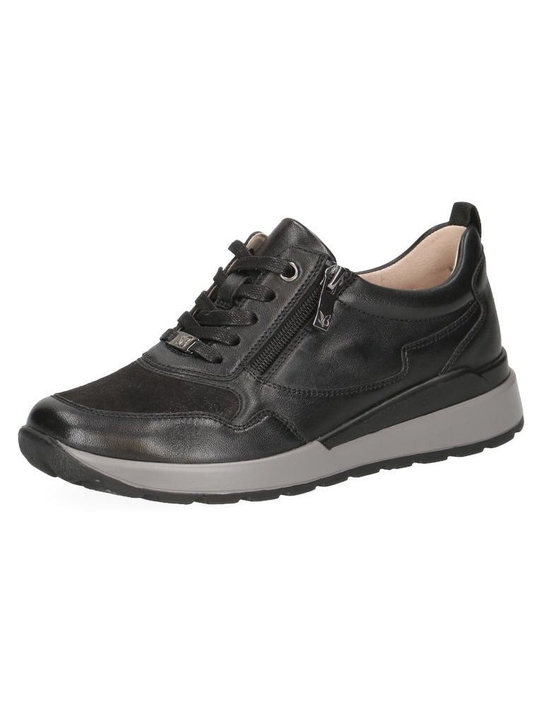 Caprice 23760 (Leder, mit seitlichen Reissverschluss) schwarz Damen Sneaker