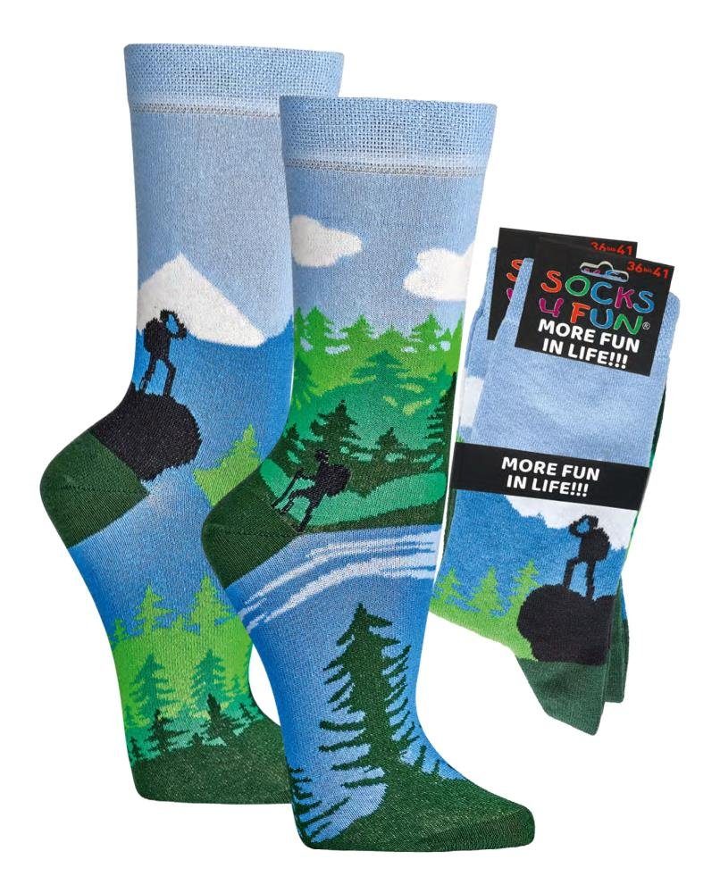 FussFreunde Freizeitsocken 2 Paar Fun Socken, Spaß mit Socken, über 70 Motive, ANTI-LOCH-GARANTIE Gipfelstürmer