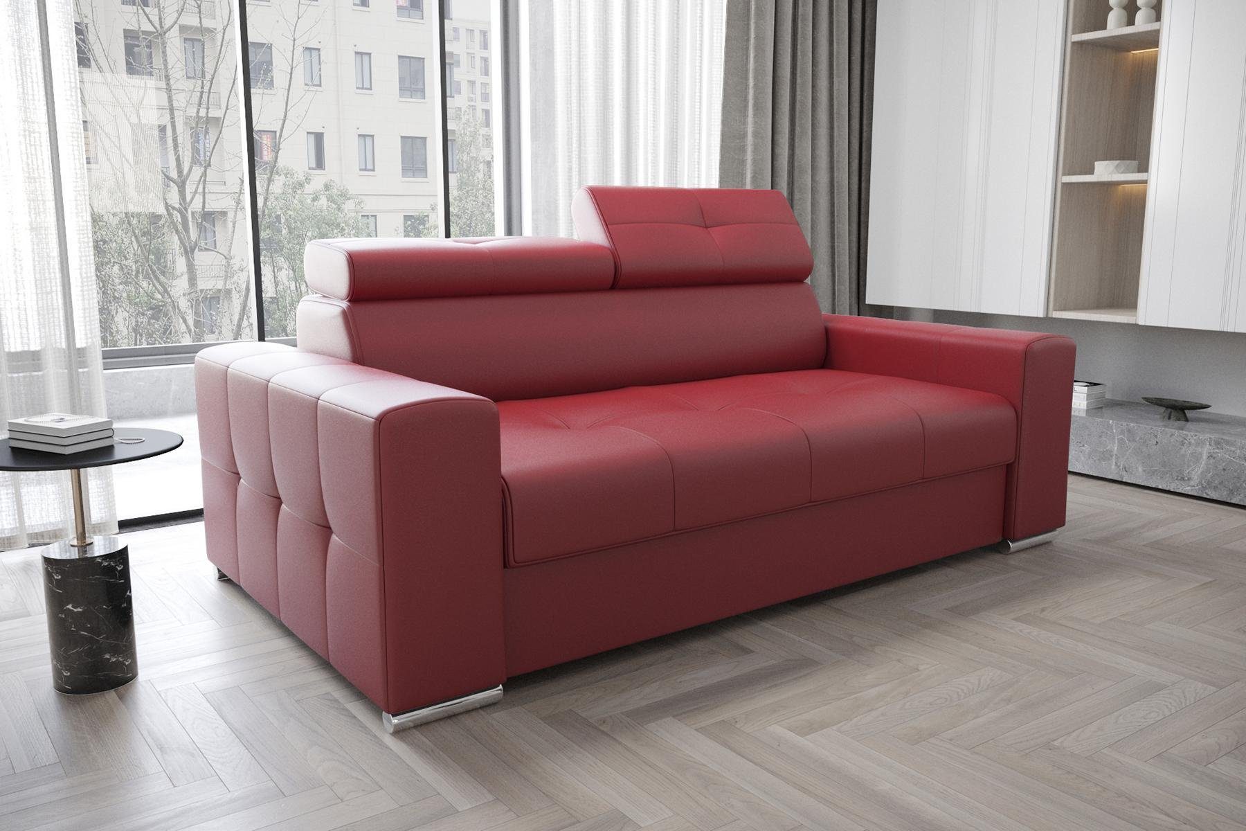 JVmoebel Sofa Designer Zweisitzer Couch Polster Textil Leder Sofa Design 2 Sitzer, Made in Europe Rot | Rot | Rot