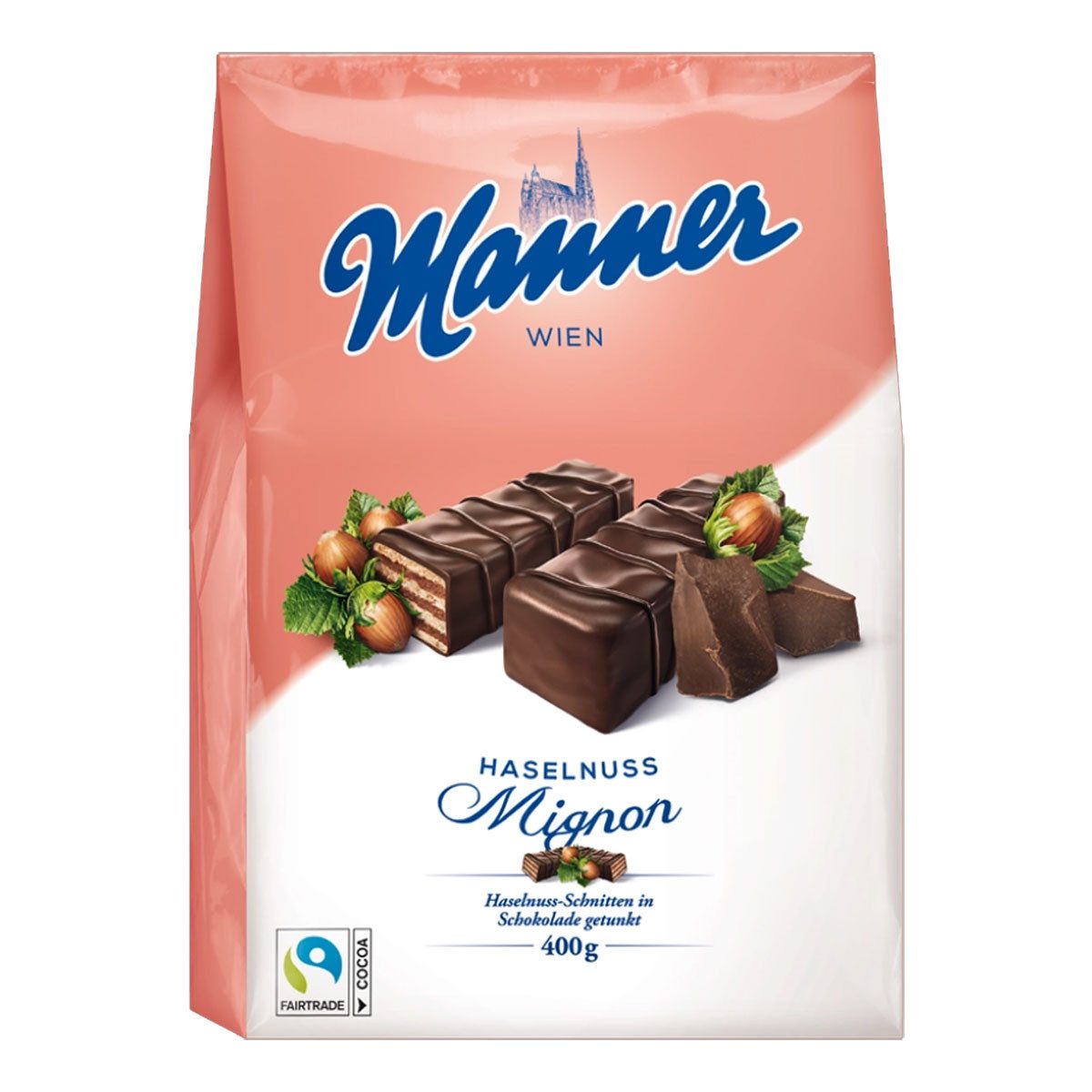 Manner Kekse, Manner Mignon Waffeln mit Haselnusscreme und Schokoladenhülle 400g