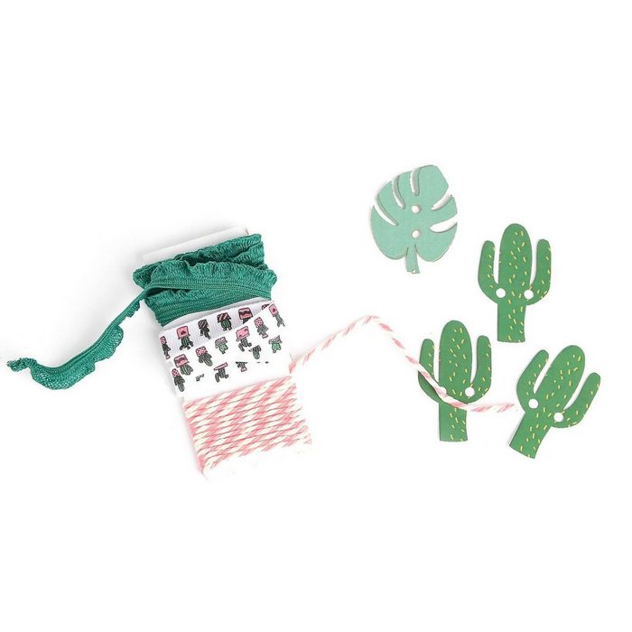 Depot Geschenkbox Geschenkverpackungs-Set Kaktus (Packung 6 Geschenkanhänger in zwei unterschiedlichen Designs 3 Geschenkbänder in drei unterschiedlichen Designs)