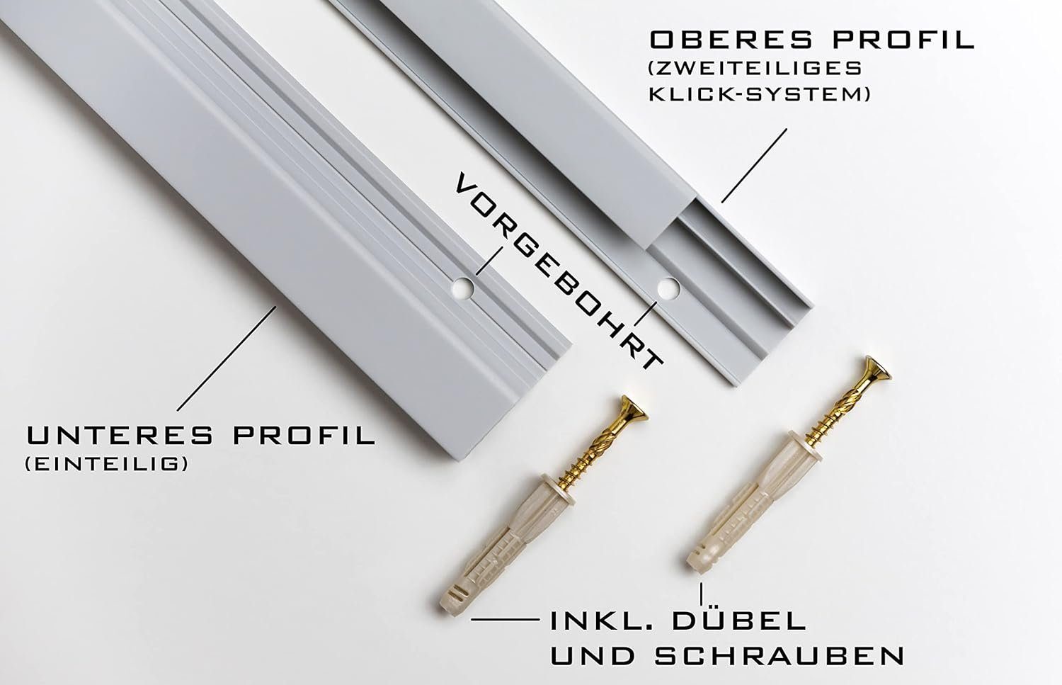 MySpiegel.de Montage-Kit Spiegelmontage Profil Aluminium Befestigung für Spiegel Wandspiegel