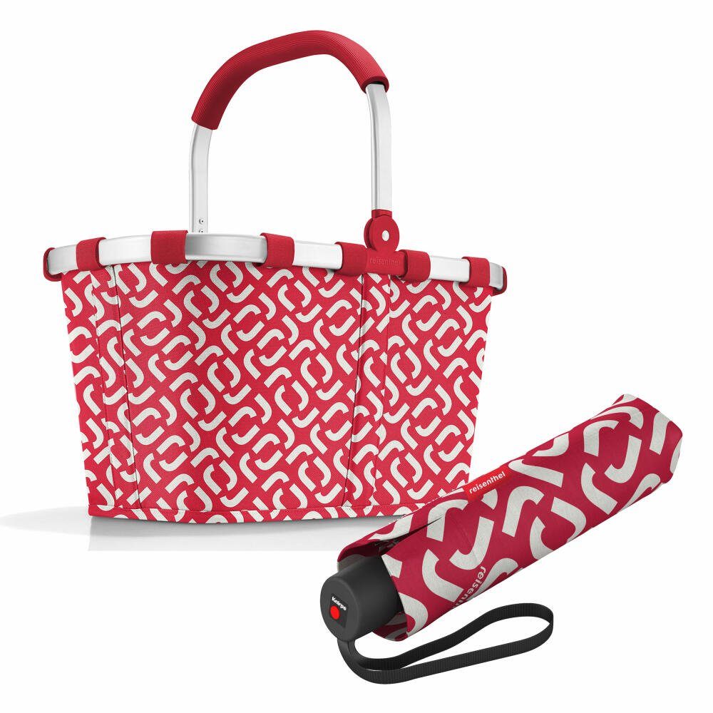 hochwertigem mit umbrella Set Polyestergewebe Signature Frame Einkaufskorb Aus pocket Red, REISENTHEL® classic, carrybag