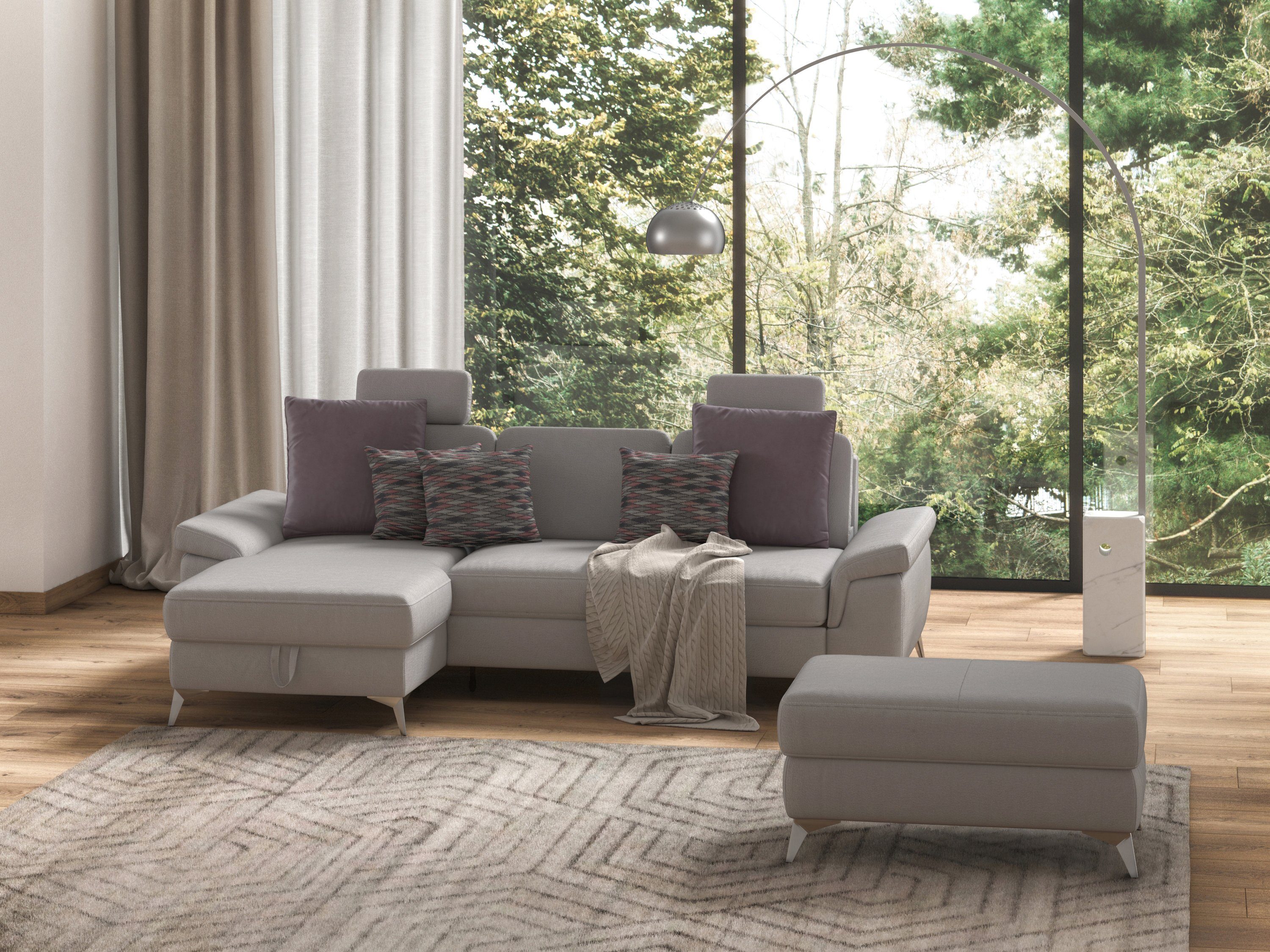 sit&more Ecksofa Padua L-Form, inklusive Sitztiefenverstellung, Armteilfunktion und Federkern