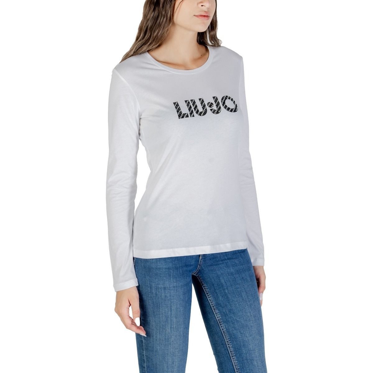 Liu Jo Langarmshirt - Longsleeve mit Strass-Logo – Shirt Langarm aus Baumwolle