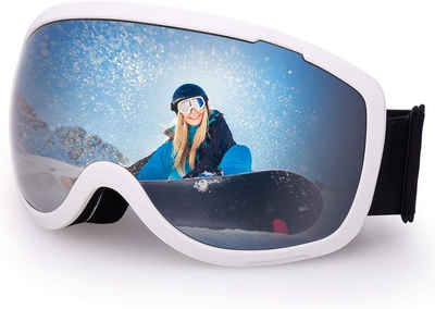 Elegear Skibrille »Elegear Skibrille Damen Herren Ski Goggles Snowboardbrille Anti-Fog 100% UV400 Schutz Verspiegelt Schneebrille Helmkompatible Skibrille für Snowboard Skifahren«, (100% OTG Anti-Fog 400 UV-Schutz Schneebrille Snowboard Ski Goggles), 100% OTG Anti-Fog 400 UV-Schutz Schneebrille Snowboard Ski Goggles
