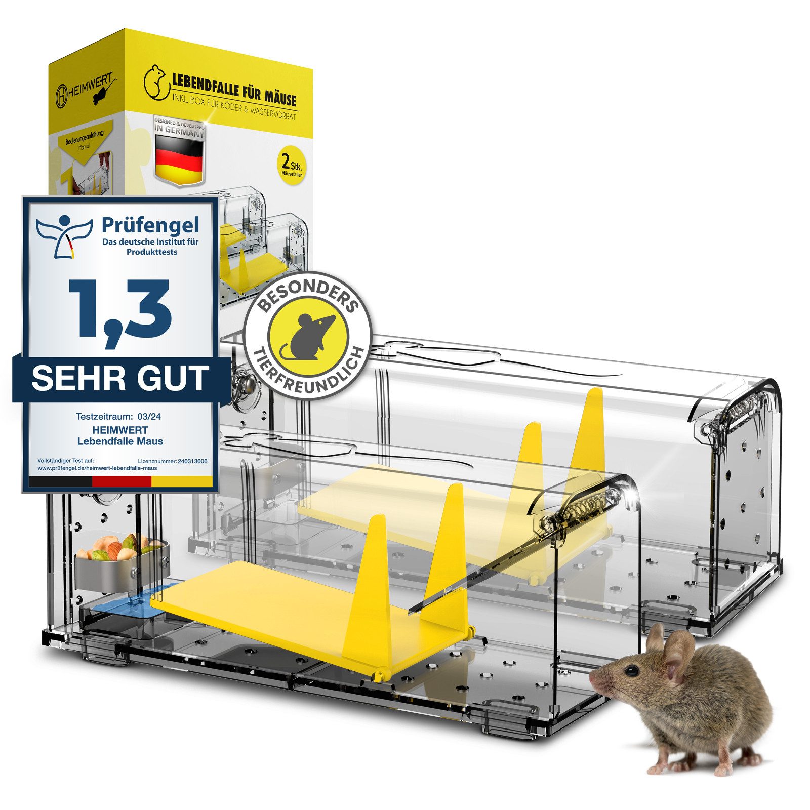 HEIMWERT Kleintierkäfig Lebendfalle Mausefalle Mäuse 2er-Set