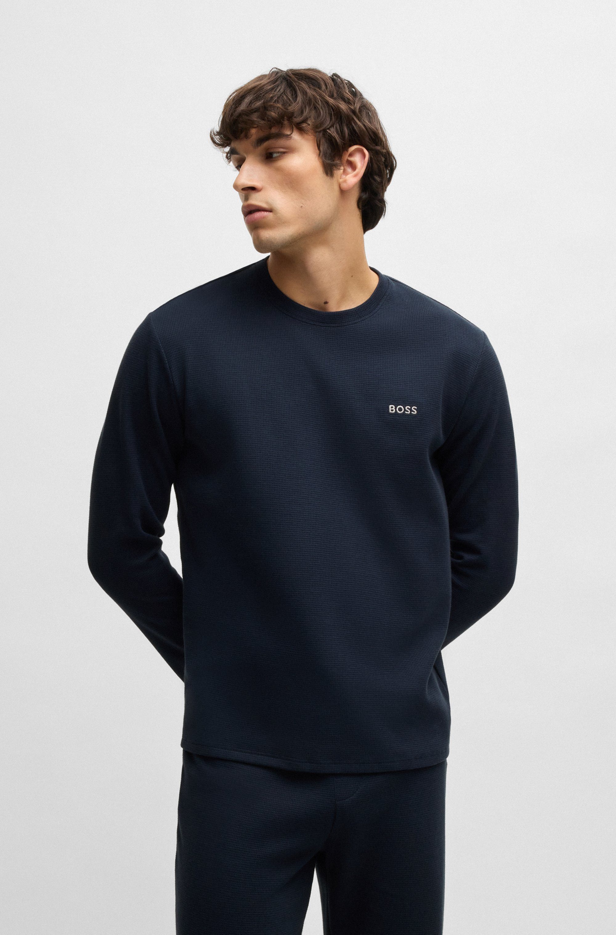 BOSS Pyjamaoberteil Waffle LS-Shirt günstig online kaufen