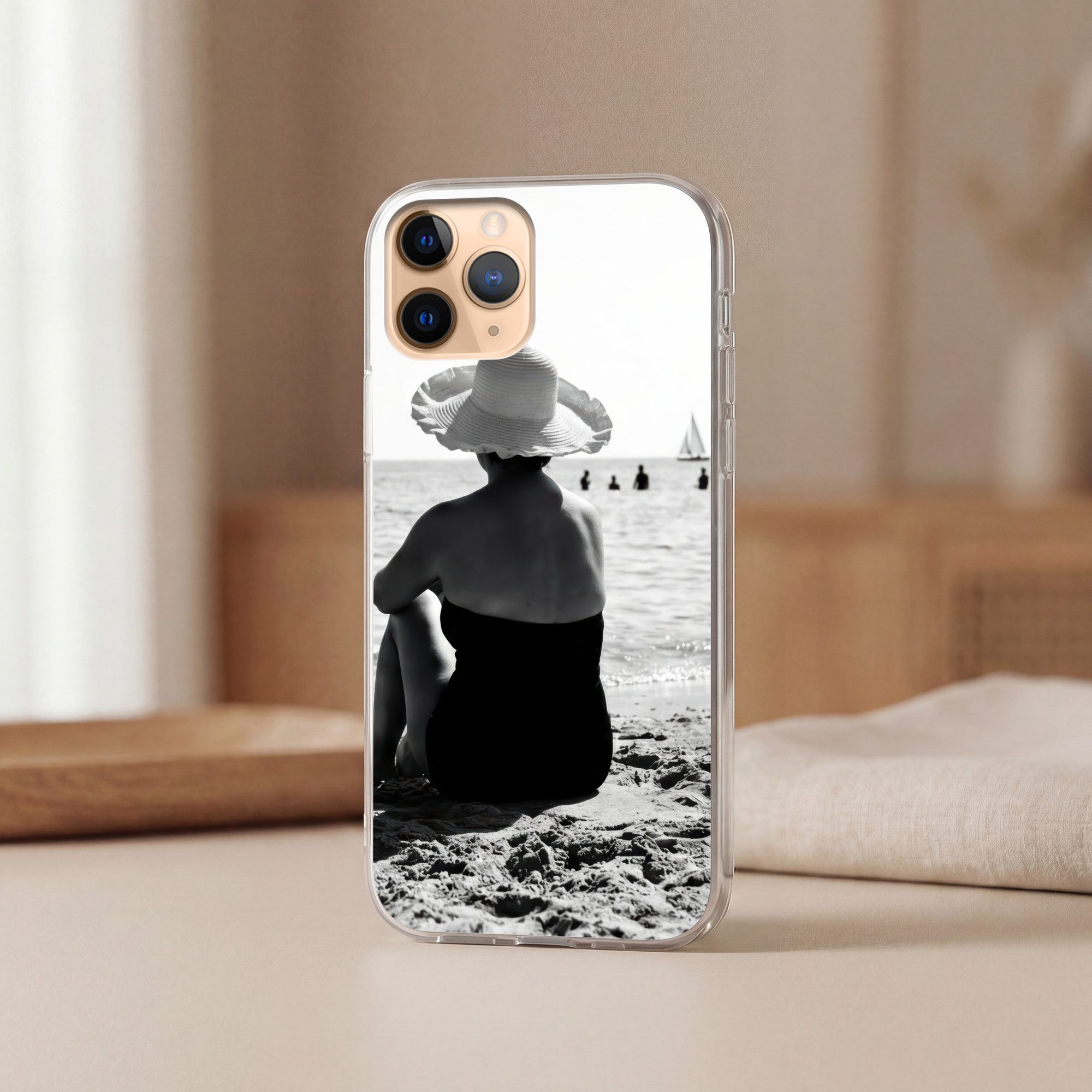MuchoWow Handyhülle für Apple iPhone 11 Pro Max Frauen - Sonnenhut - Strand - Schwarz - We, Smartphone-Bumper, Print, Handy Schutzhülle Dünn