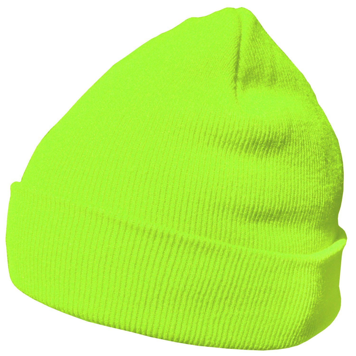 Beanie Mütze Design, Beanie (Packung, klassisches Wintermütze, mit neongelb 1-St) DonDon Krempe
