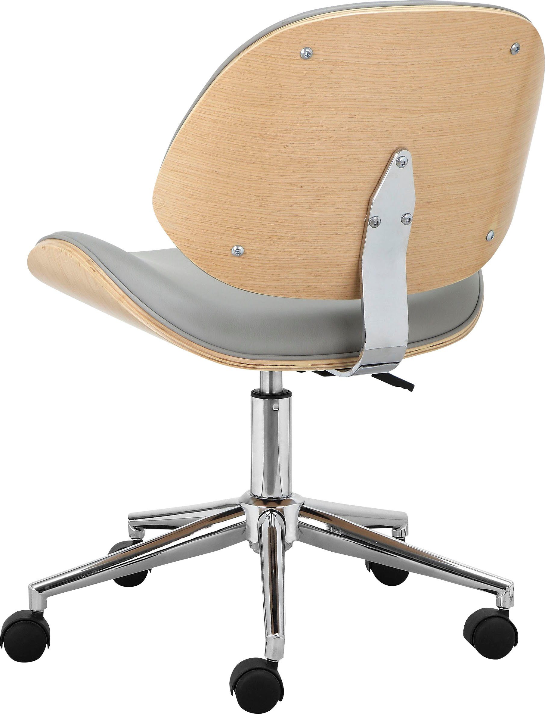 andas Bürostuhl Schale, Kunstleder, drehbar Kiruna mit 360° höhenverstellbar, (1 St), Pappelholz grau | grau