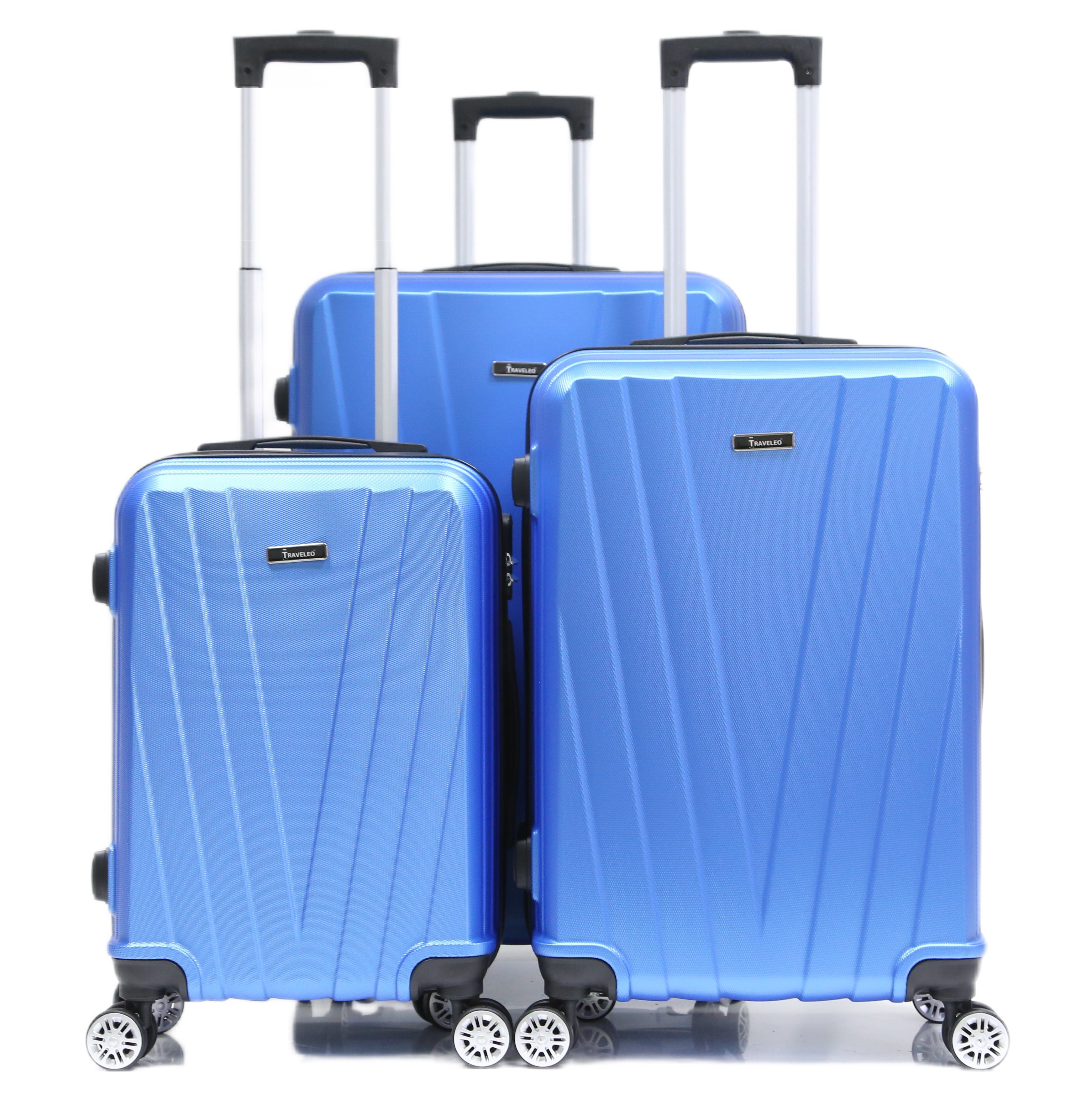 Cheffinger Koffer 3 tlg Hartschale Trolley Set Kofferset Handgepäck ABS-06 Blau