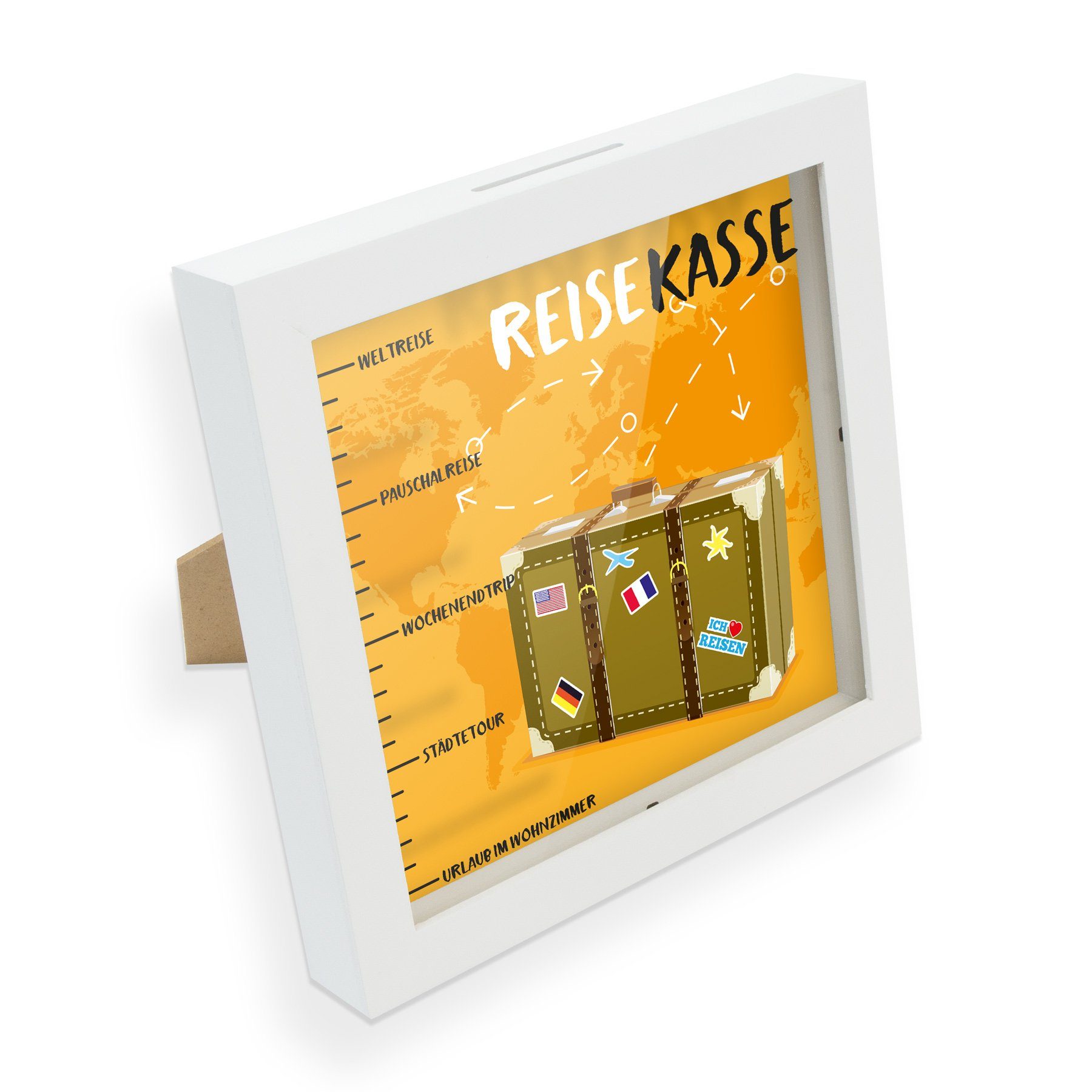 Spardose itenga Bilderrahmen Spardose Reisekasse (Motiv 8) - Einleger, Plexigla