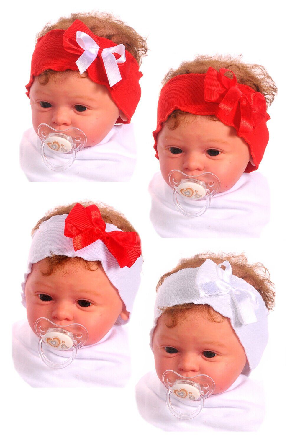Set Baby Bortini Stirnband und Stirnband Rot Nr.2 Weiß 2Tlg La