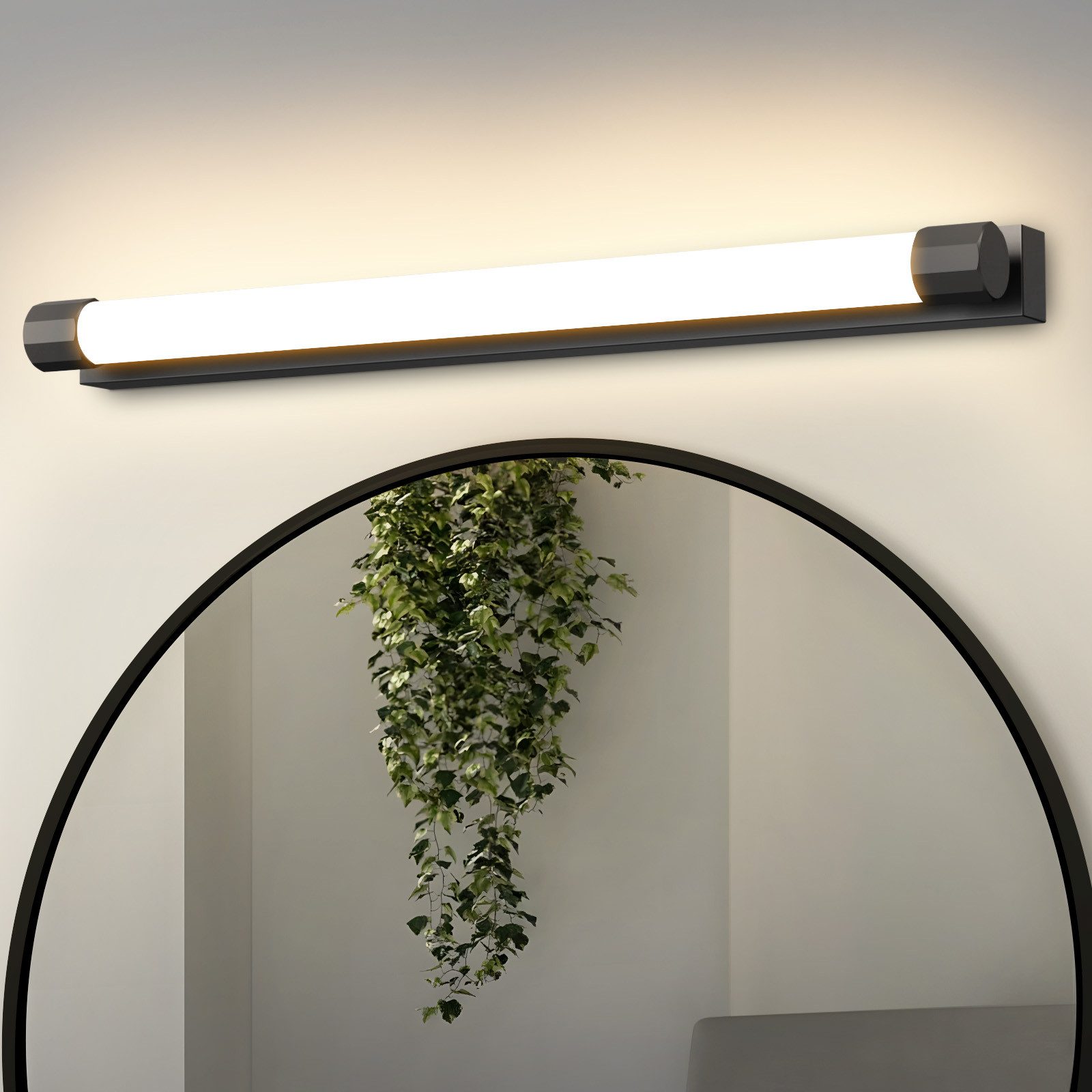 Nettlife LED Spiegelleuchte Schwarz Moderne Badezimmerleuchte 50cm10W 3000/4000K, LED fest integriert, für Flur Wohnzimmer Badezimmerspiegel