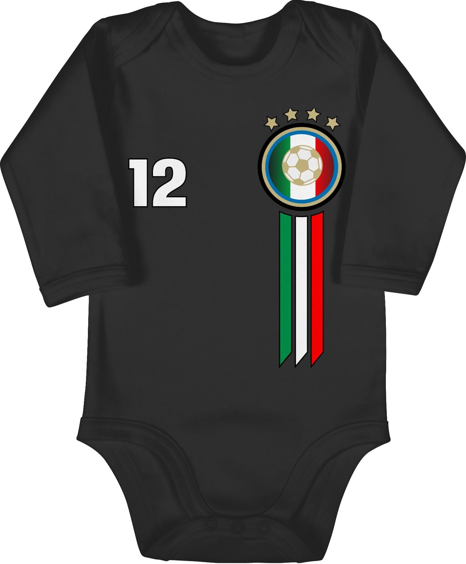 Shirtracer Shirtbody 12. Mann Italien Emblem Fussball EM 2024 Baby 3 Schwarz