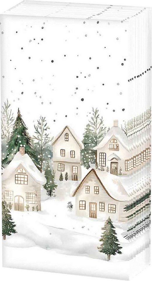 Ambiente® Papiertaschentücher Papiertaschentücher Winterdorf, 10 Stück