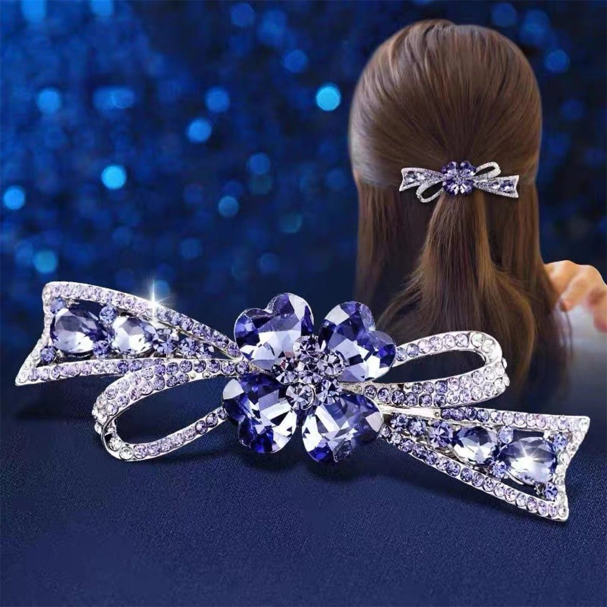 carefully selected Haarspange Haarnadel mit vierblättrigem Kleeblatt für Damen eleganter Haarschmuck violett