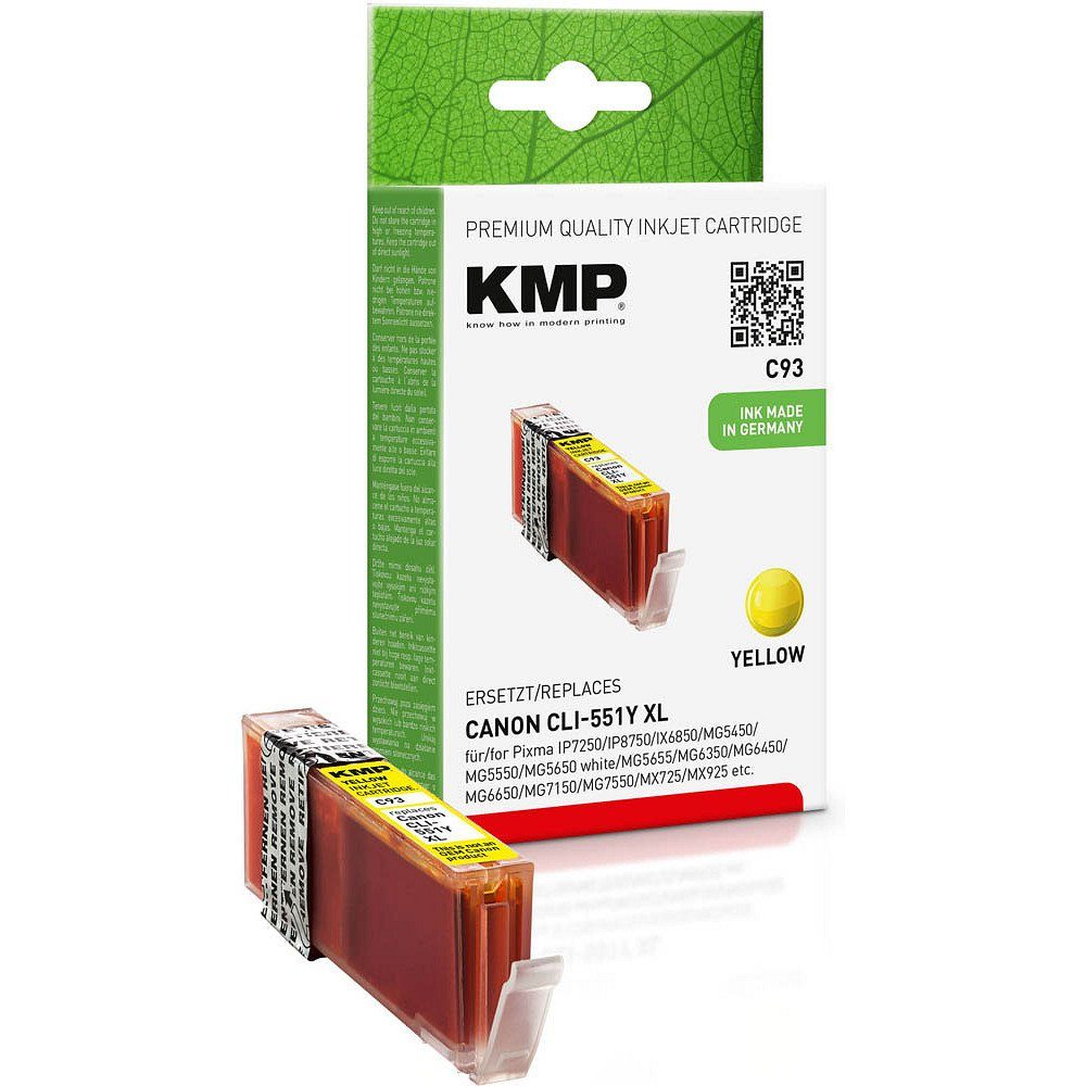KMP 1 Tinte C93 Tintenpatrone Canon - yellow (1 Farbe, ERSETZT CLI-551XL 1-tlg)