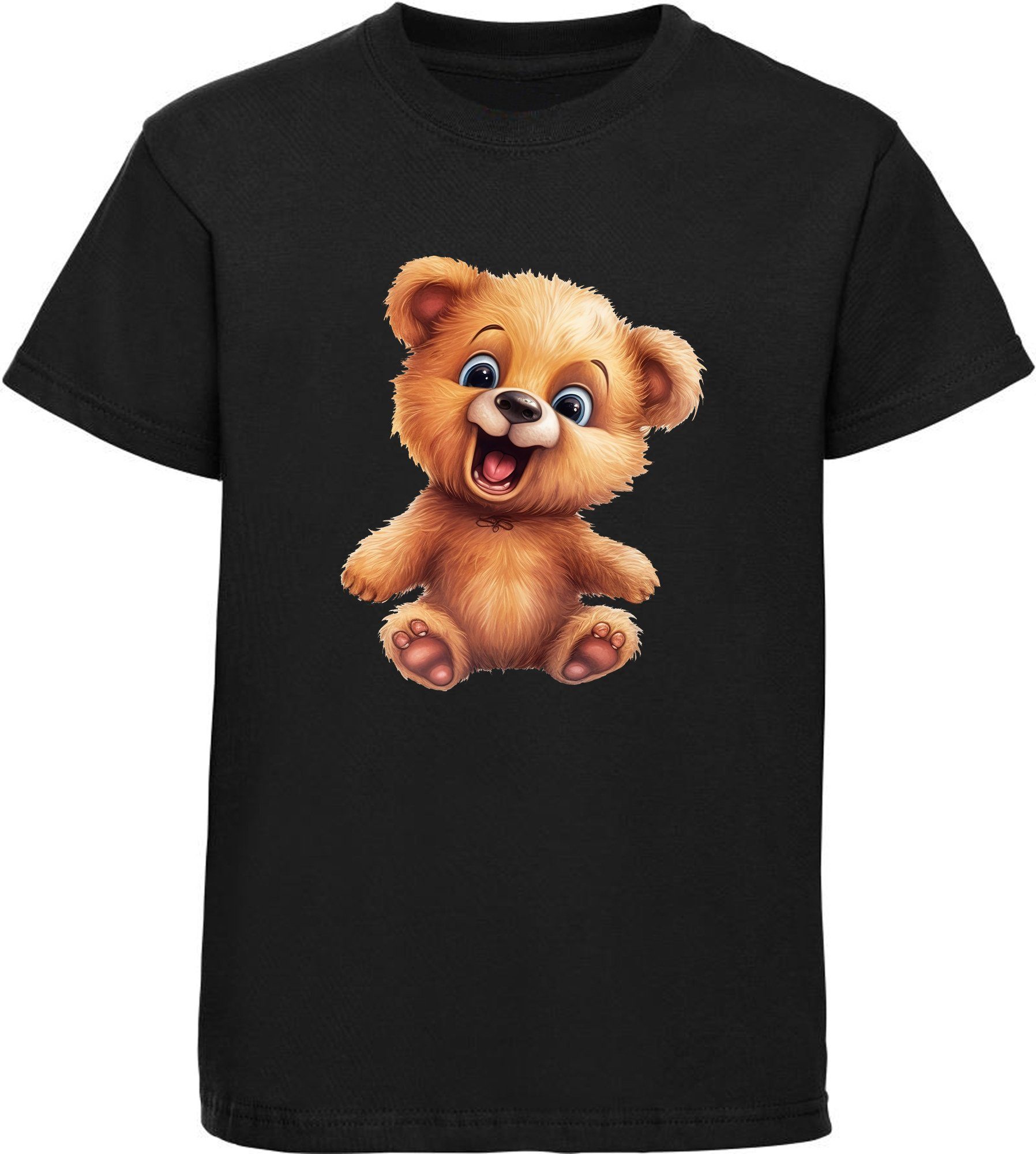 T-Shirt Kinder Wildtier Print Shirt bedruckt - Baby Teddybär