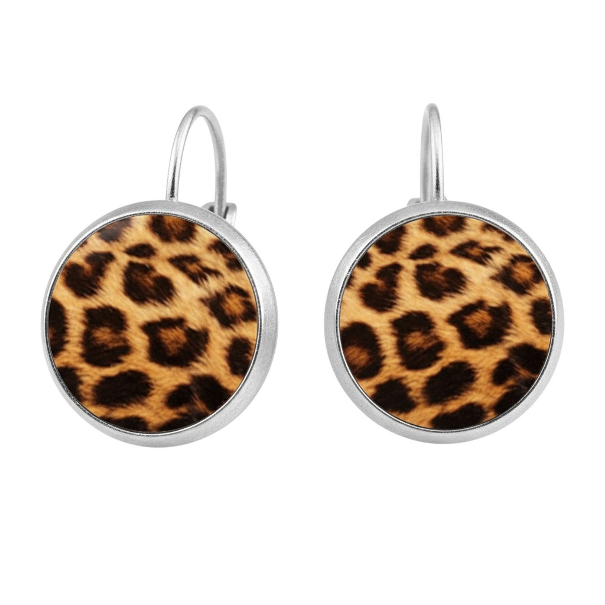 KARMA Ohrhänger-Set Leo rund 2 cm Silber Braun Leoohrringe modern (Geschenk günstig online kaufen