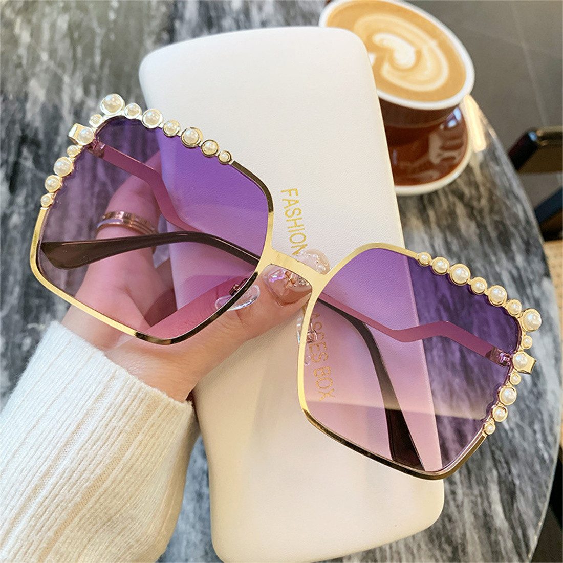 UNDOE Sonnenbrille Sonnenbrille, Retro Sunglasses mit auffälliger Rand, UV-Schutz